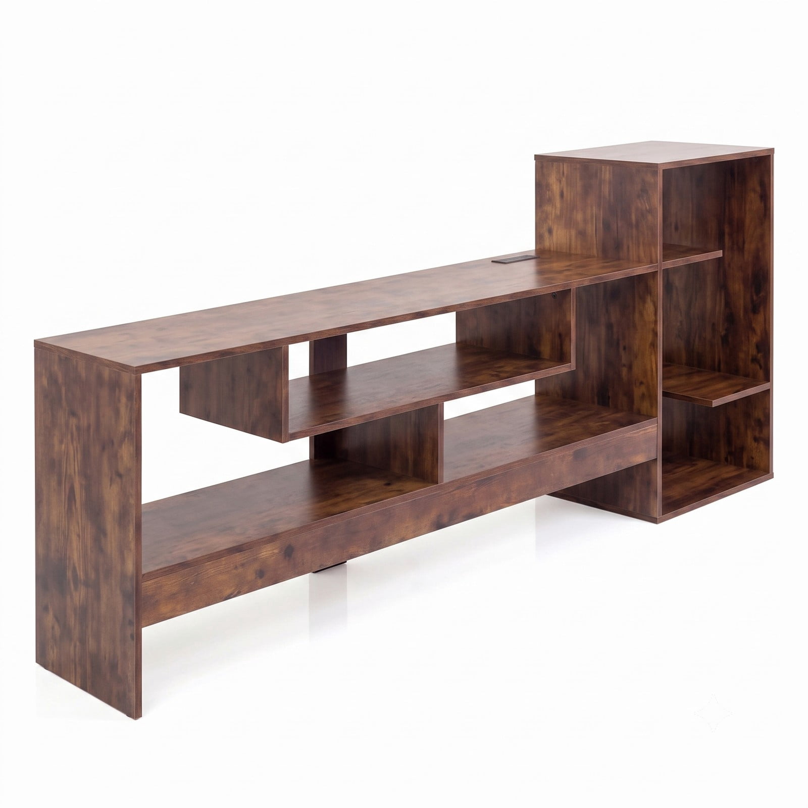 Furnibear Cube TV Stand for 55 Inch TV with Power Outlets, USB and Type-C Ports, Open Cube Storage Shelves, Entertainment Center Media Console for Living, Rustic Brown