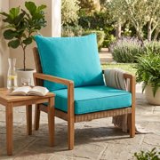 Furnibear Deep Seat Chair Cushion Pads Set with Rope Belts, Outdoor Indoor Patio Seat and Back Cushion for Furniture Wicker Chair, Turquoise