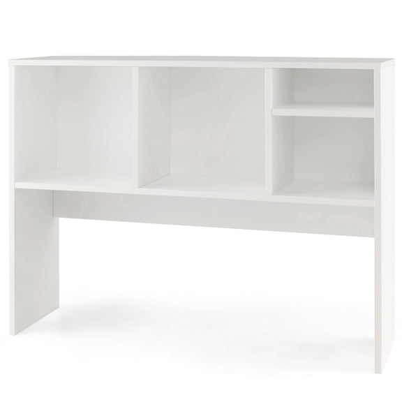 Furnibear Computer Desktop Bookcase with 4 Cubbies and Open Back Compartment for Home Office and Bedroom, White