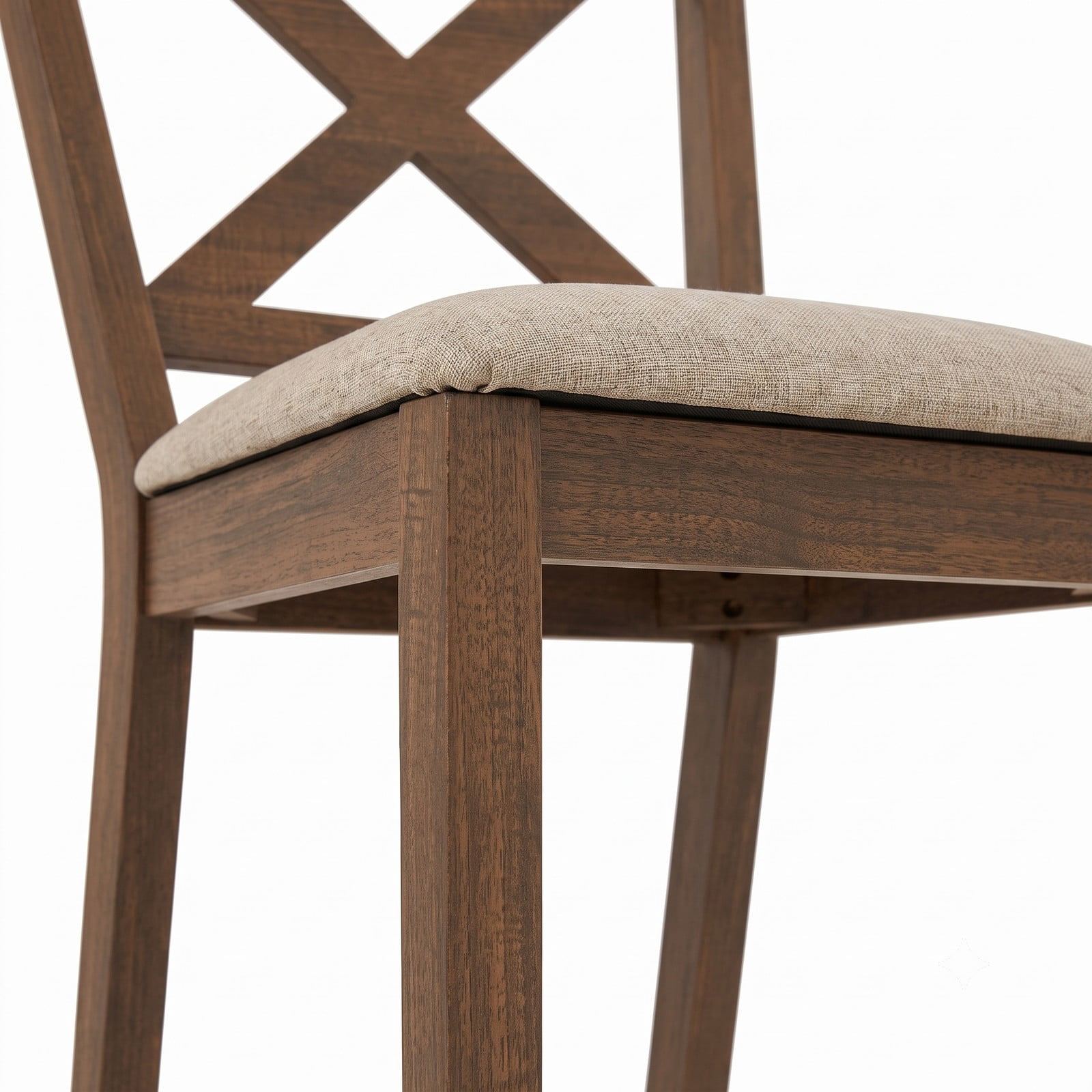 Furnibear Dining Chair Set of 2, Modern Farmhouse Kitchen Chairs with Upholstered Linen Seat, X-Shaped Backrest and Rubber Wood Legs, 400 lb Capacity Side, Brown