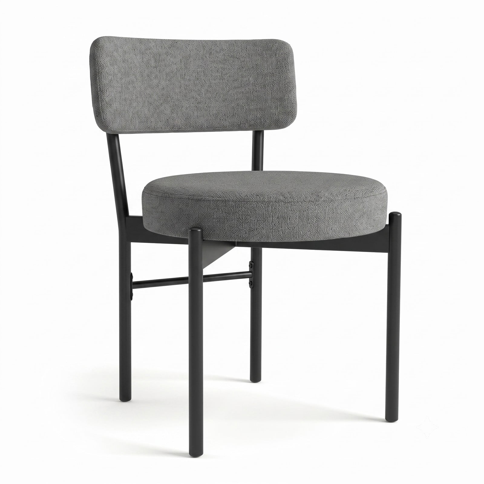 Furnibear Dining Chair Set of 2, Upholstered Sherpa Fabric Kitchen Chairs with Curved Backrest, Padded Seat and Metal Legs for Dining Room, Cafe, Restaurant, Gray