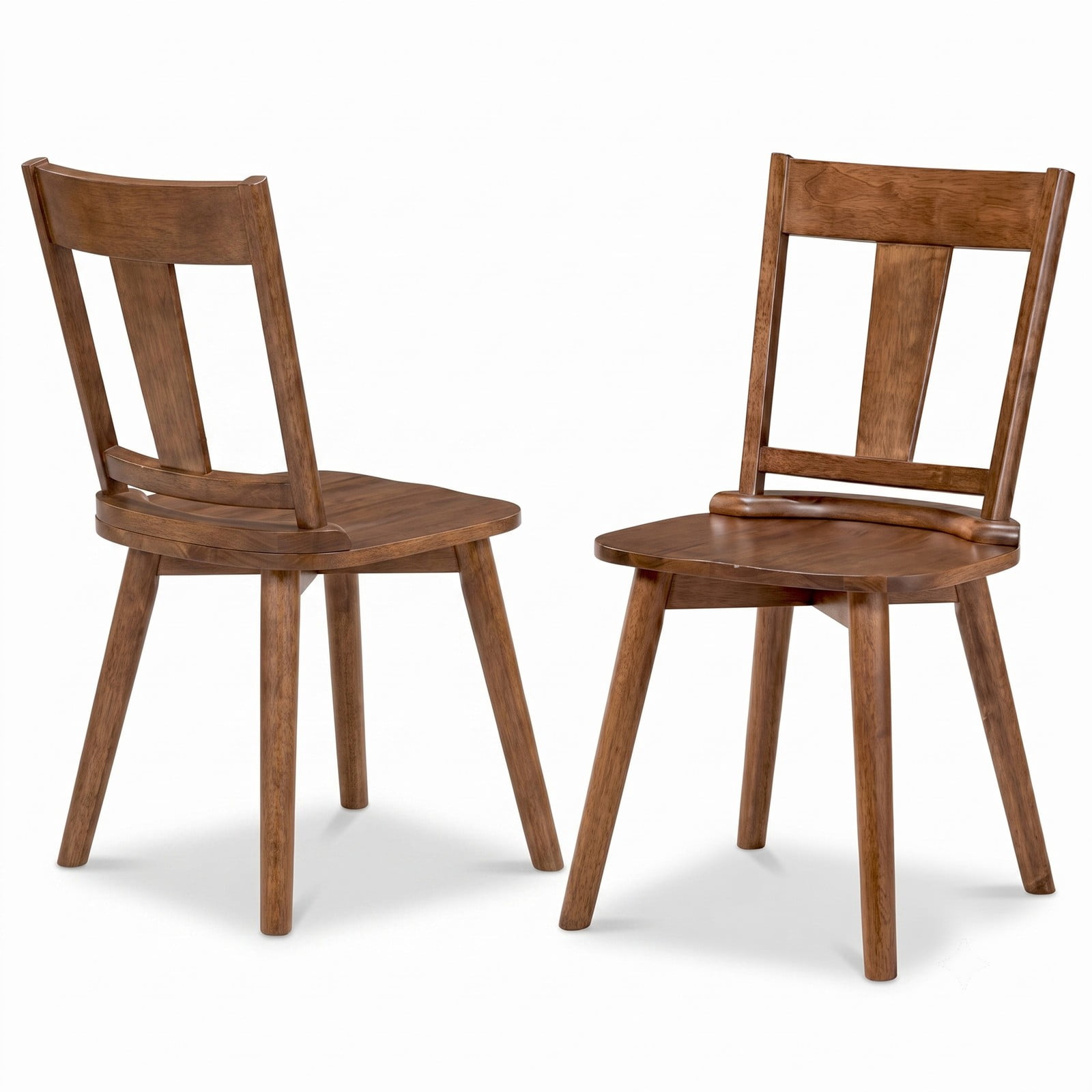 Furnibear Dining Chairs Set of 2 with Solid Rubber Wood Backrest, Ergonomic Slatted Kitchen Dining Room Side Chairs with X-Shaped Base, 400 lbs Capacity, Walnut