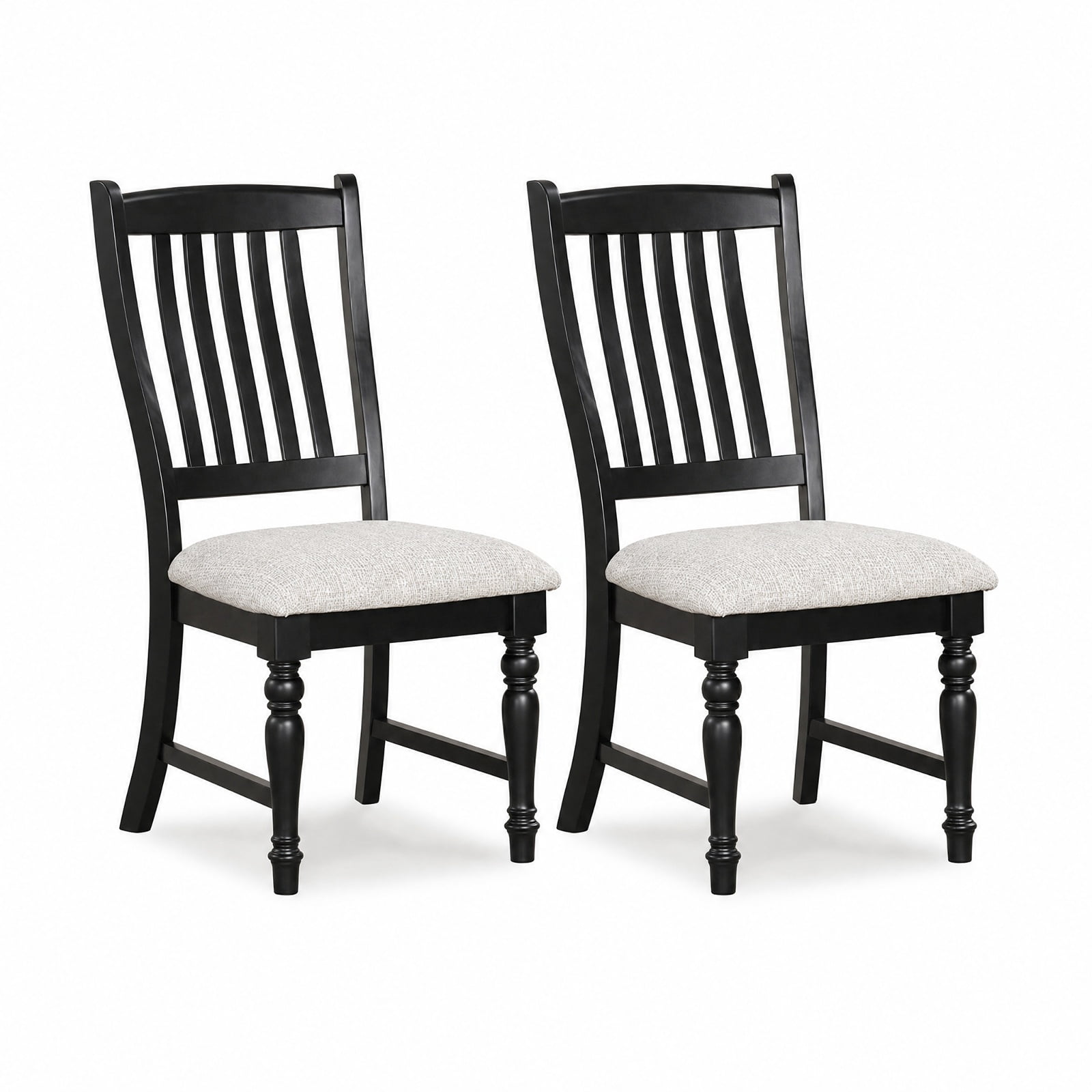 Furnibear Dining Chairs Set of 2 Upholstered Kitchen Side Chairs with Solid Wood Legs and Padded Seat for Dining Room, Black