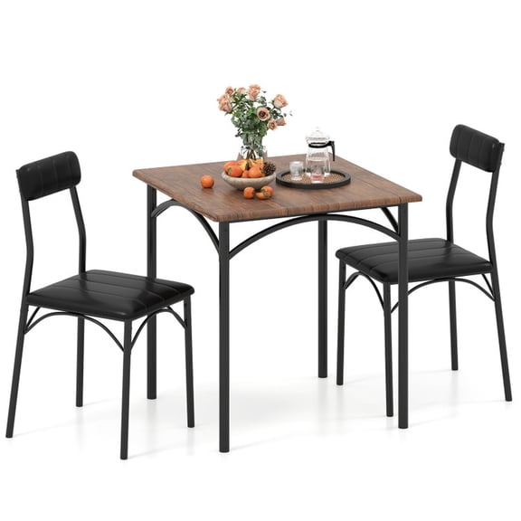 Furnibear Dining Table Set 3 Piece Square Kitchen Table and Chairs Set with Table and 2 Upholstered Chairs for Small Space Breakfast Nook, Coffee