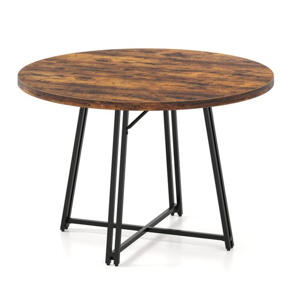 Furnibear Dining Table for 4-6 People with Cross Base-Rustic, Coffee - Rectangular Farmhouse Table Wood Dinner Table