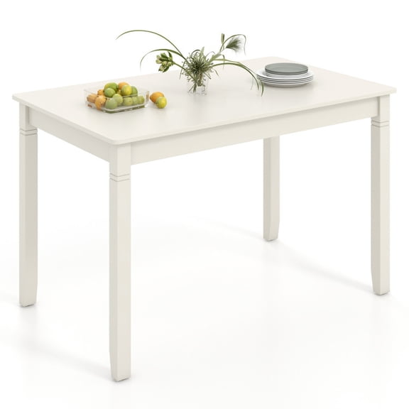 Furnibear Dining Table for 4 People, White - Wood Dinner Table Rectangular Farmhouse Table Kitchen Table