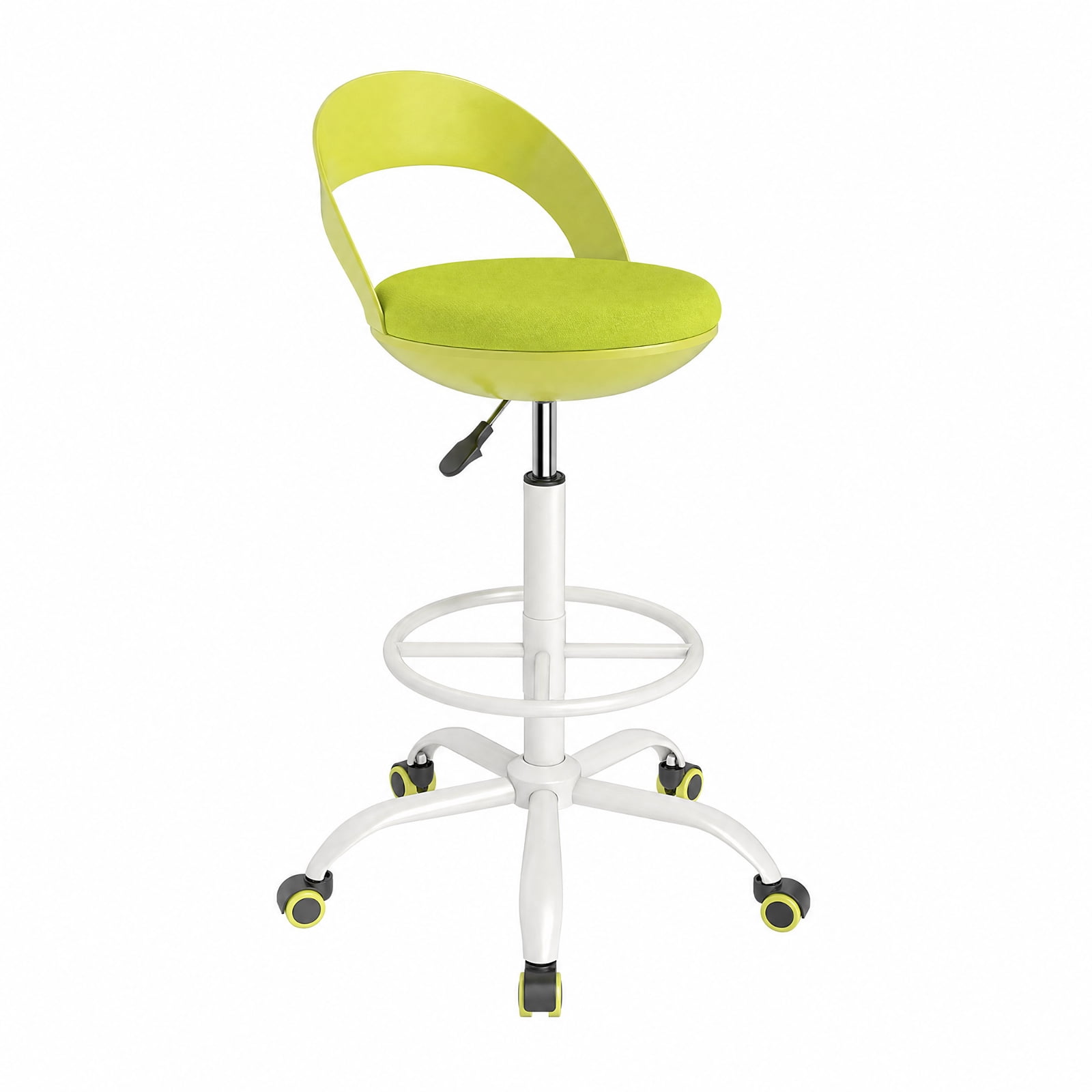 Furnibear Drafting Stool Rolling Tall Desk Chair with Wheels for Home Office Study Desk Computer Task, Green