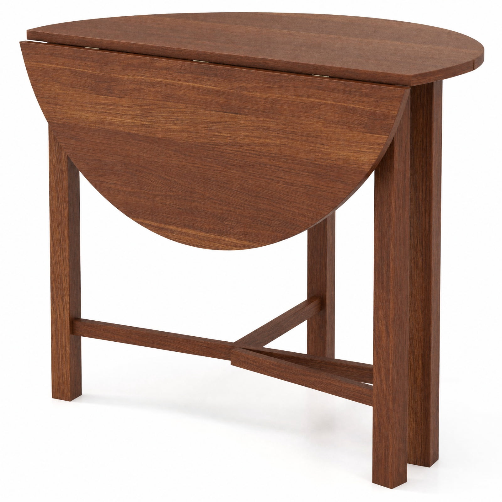 Furnibear Dual Drop Leaf Dining Table for Small Spaces with Solid Rubber Wood Frame and Folding Design for Kitchen, Walnut