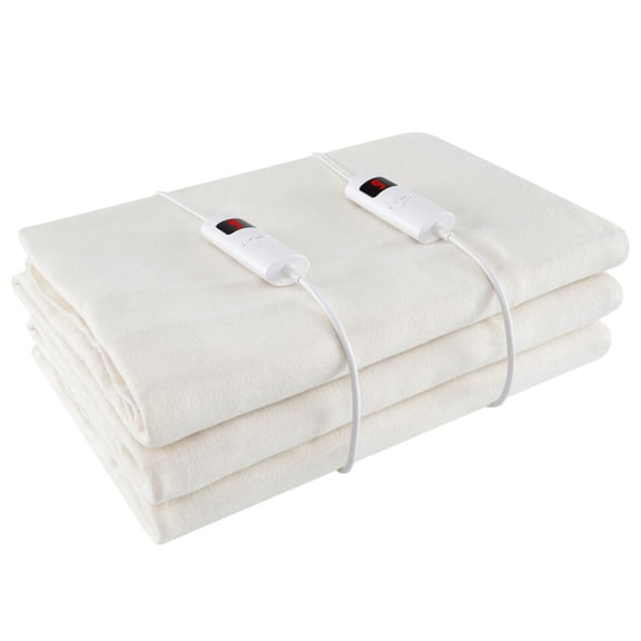 Furnibear Electric Heated Mattress Pad King Size, Machine Washable Heated Bed Warmer with Dual Controllers 9 Heat Settings and Auto Shut Off, White
