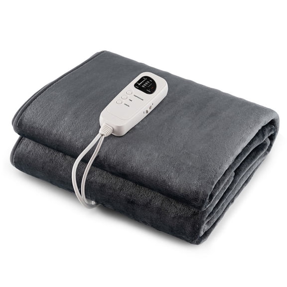 Furnibear Electric Heated Mattress Pad with 5 Heating Levels and Overheat Protection MDF, Gray - Twin