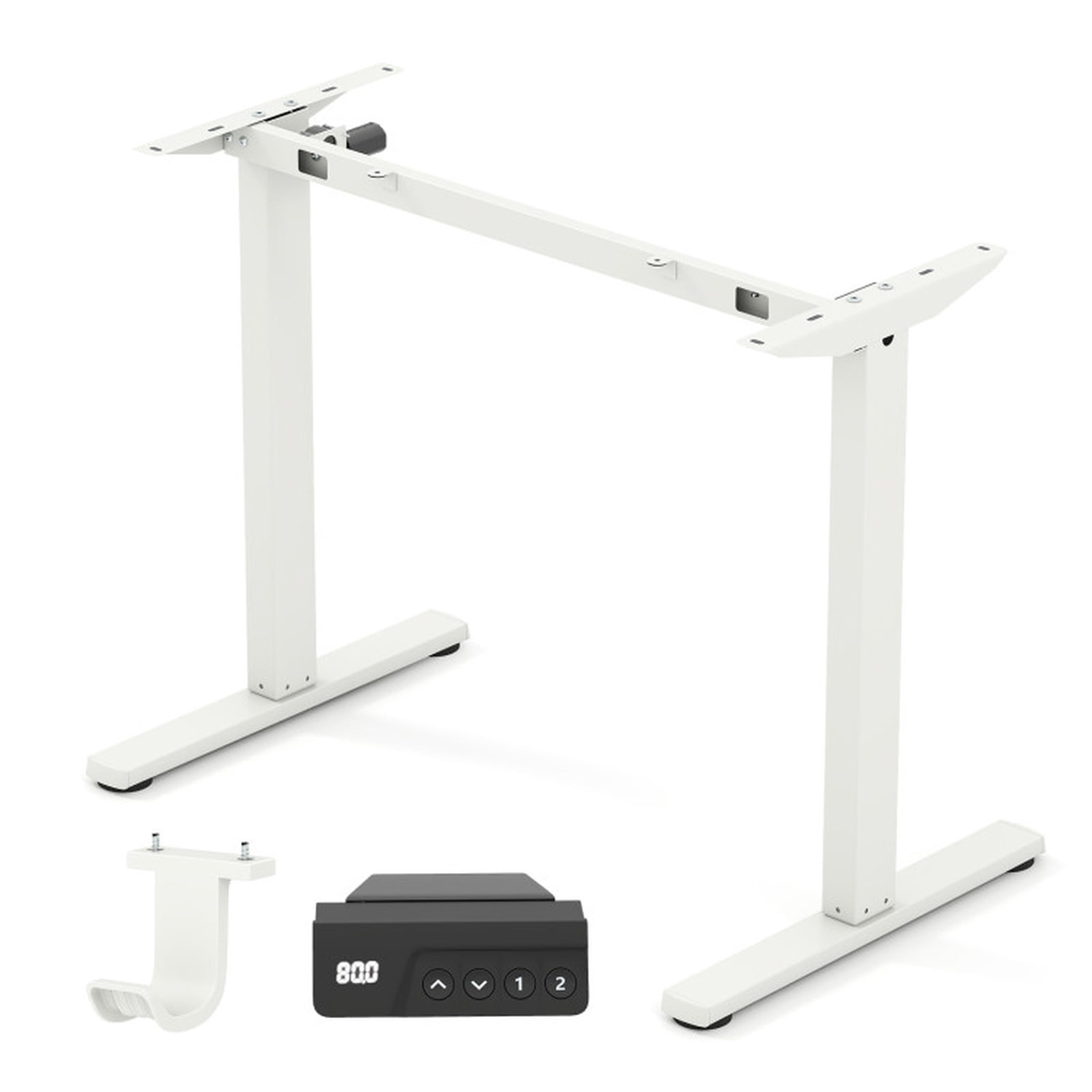 Furnibear Electric Standing Desk Frame Height Adjustable Computer Desk Base with LED Display, White