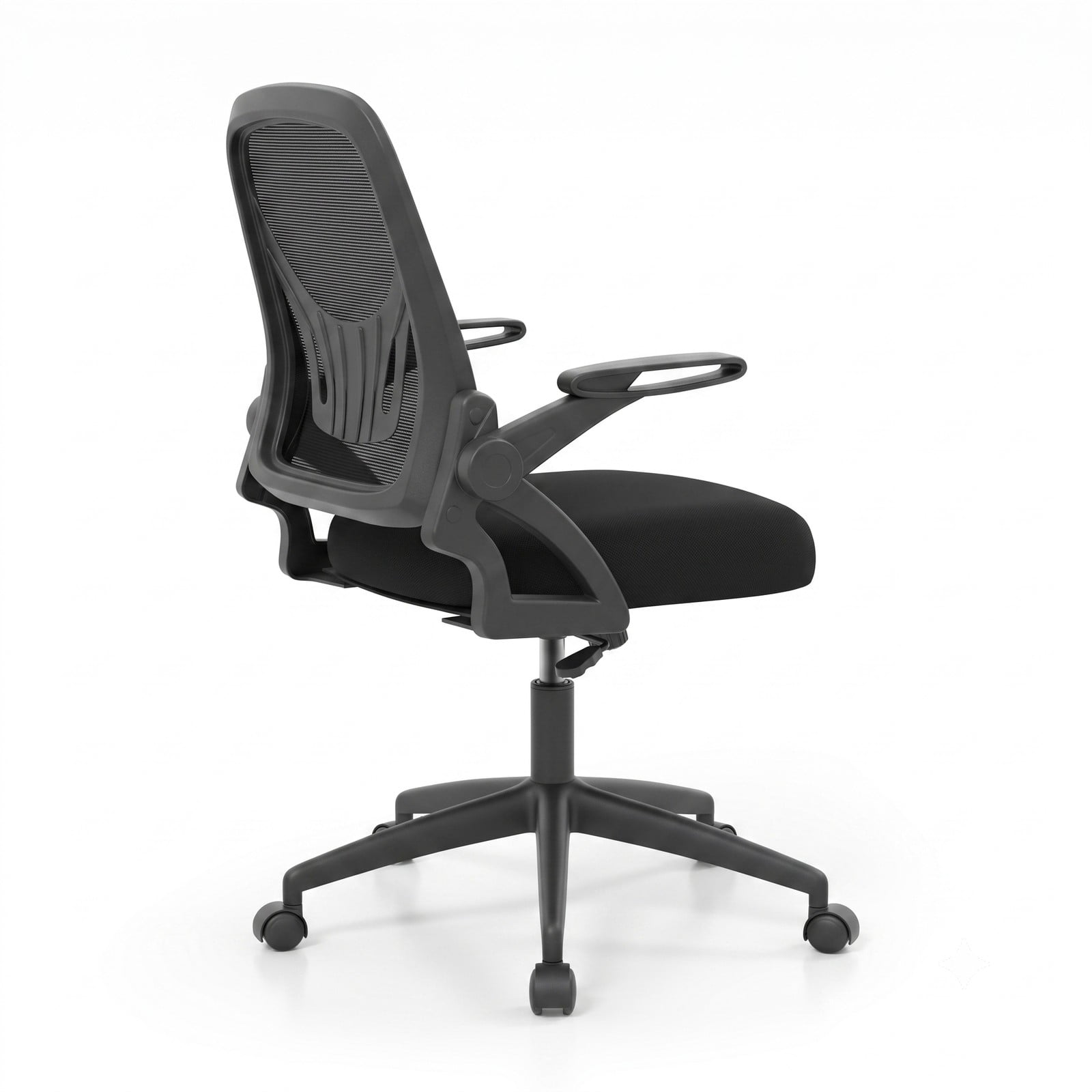 Furnibear Ergonomic Computer Desk Chair, Mesh Home Office Task Chair with Lumbar Support, 90 Degree Flip-up Armrests, Height Adjustable Swivel Rocking Chair, Black