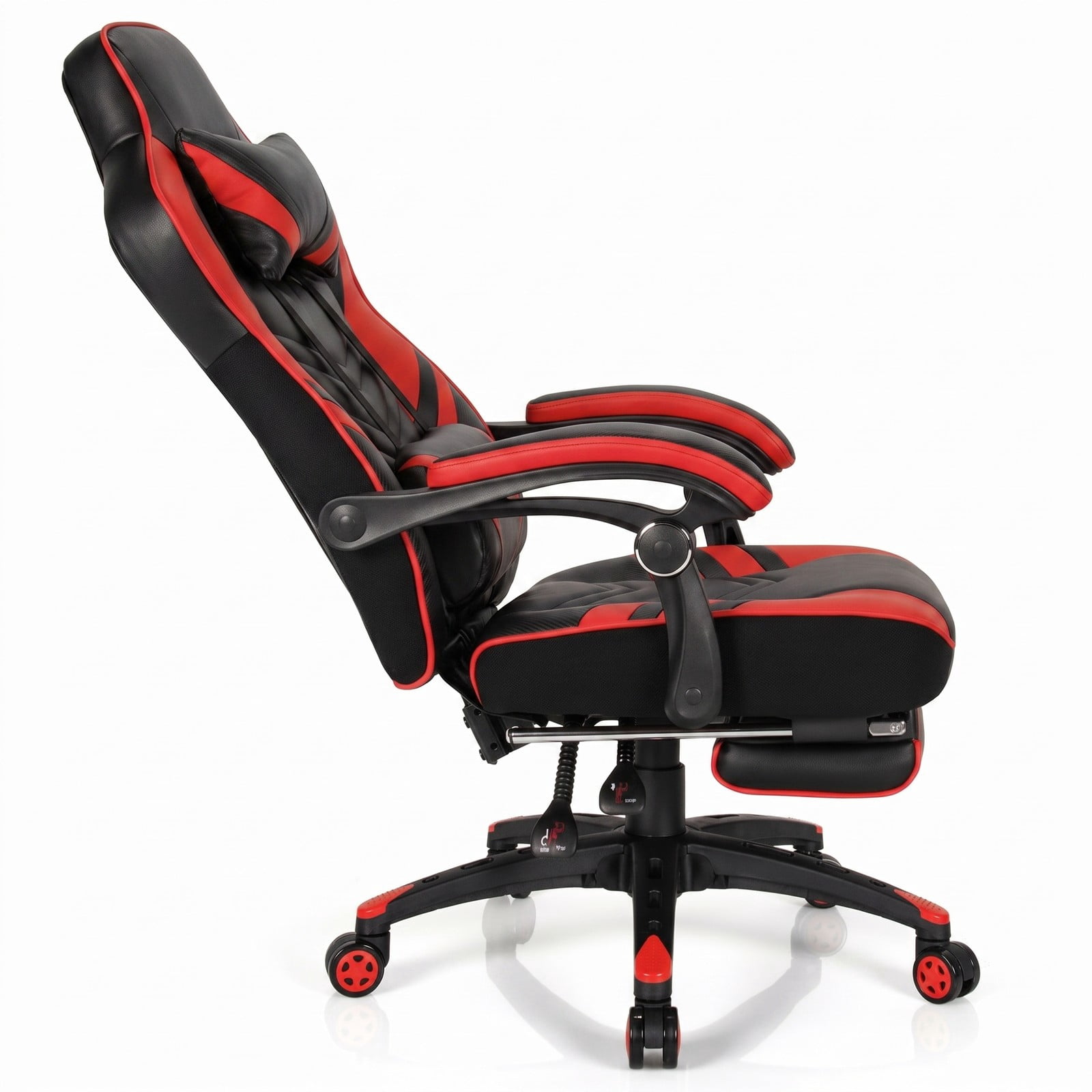 Furnibear Ergonomic Gaming Chair with Footrest, Adjustable Reclining Racing Computer Chair, Swivel High Back Home Office Desk Chair with Lumbar Support and, Red