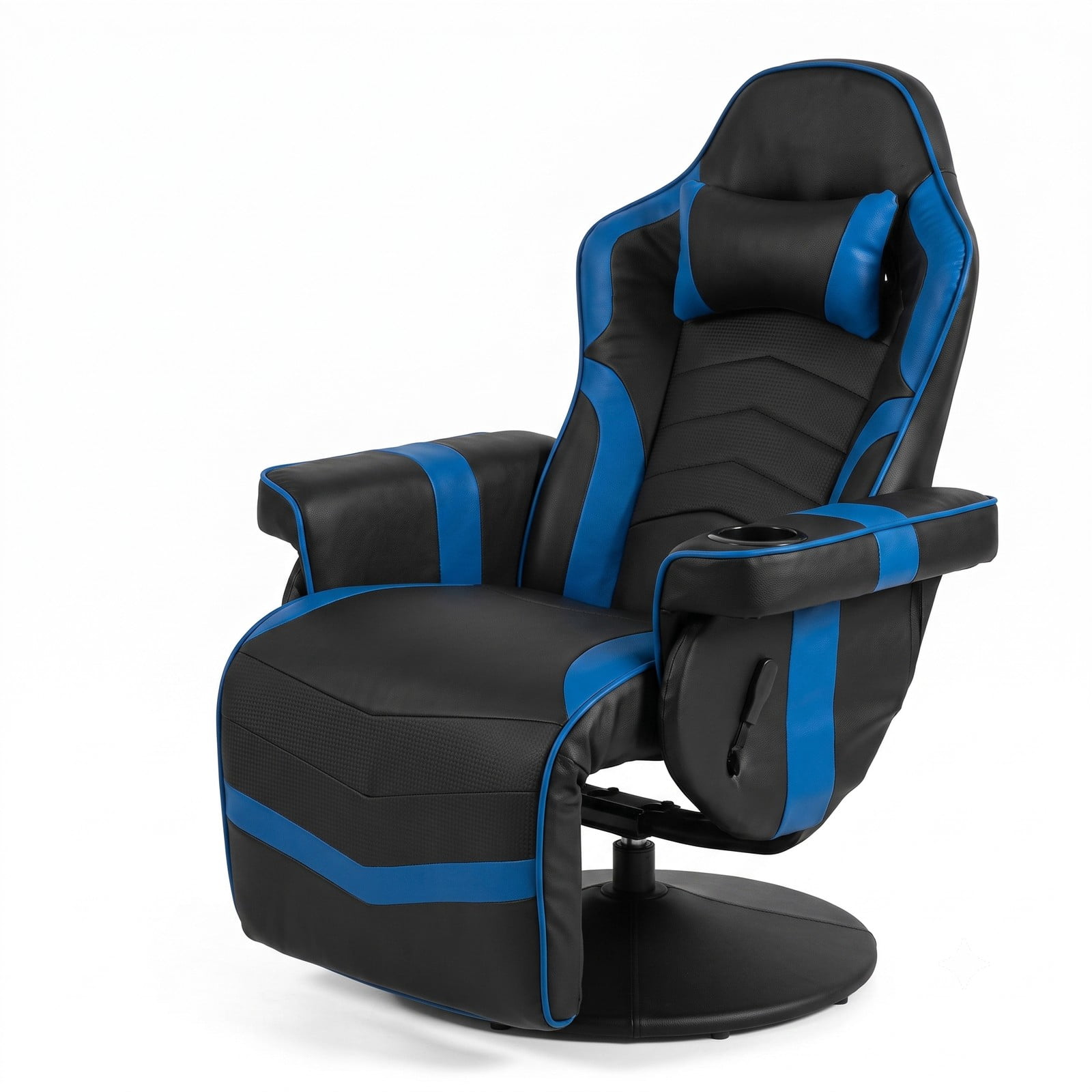 Furnibear Ergonomic High Back Massage Gaming Chair, PU Leather Reclining Computer Office Chair with Lumbar Pillow, Footrest, 360 Swivel and Cup Holder, Blue