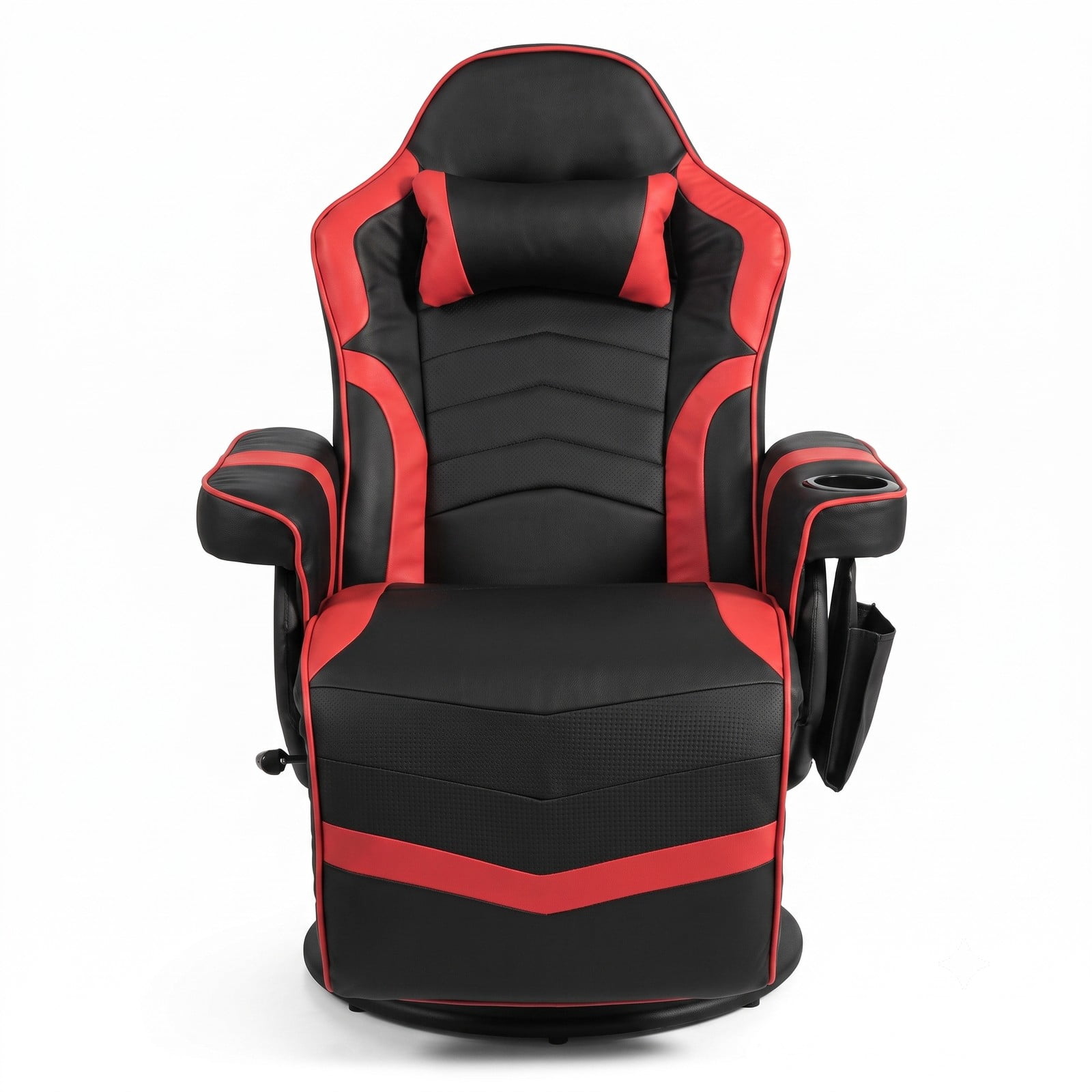 Furnibear Ergonomic High Back Massage Gaming Chair, PU Leather Reclining Computer Office Chair with Lumbar Pillow, Footrest, 360 Swivel and Cup Holder, Red