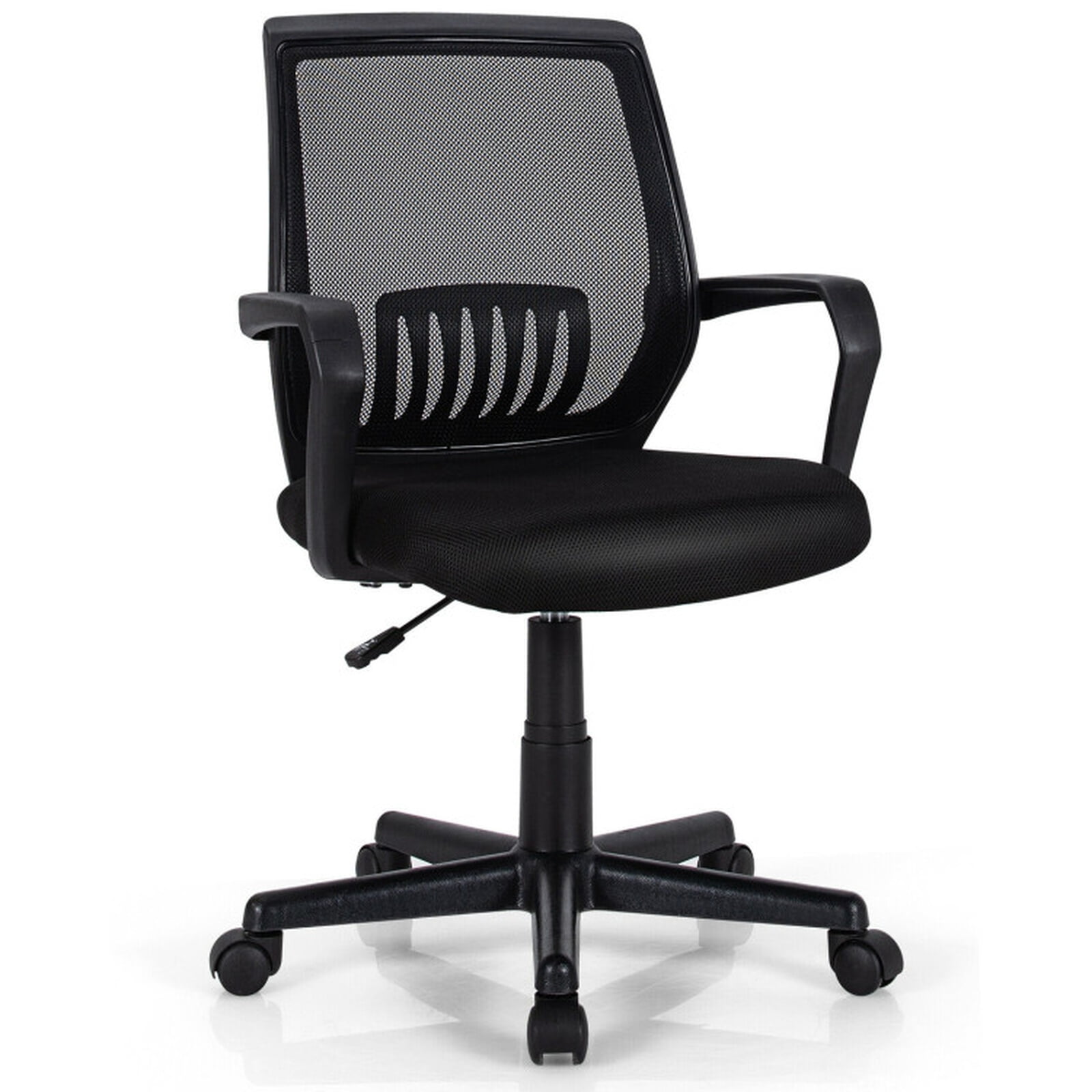 Furnibear Ergonomic Mesh Office Chair with Lumbar Support, Mid-Back Swivel Executive Desk Chair Adjustable Height for Home Office, Black