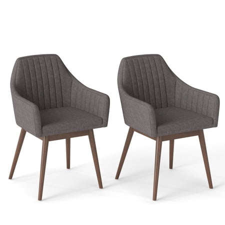 Furnibear Upholstered Dining Chairs Set of 2 Accent Chairs with Padded Backrest and Seat on Rubber Wood Legs for Dining Room, Gray