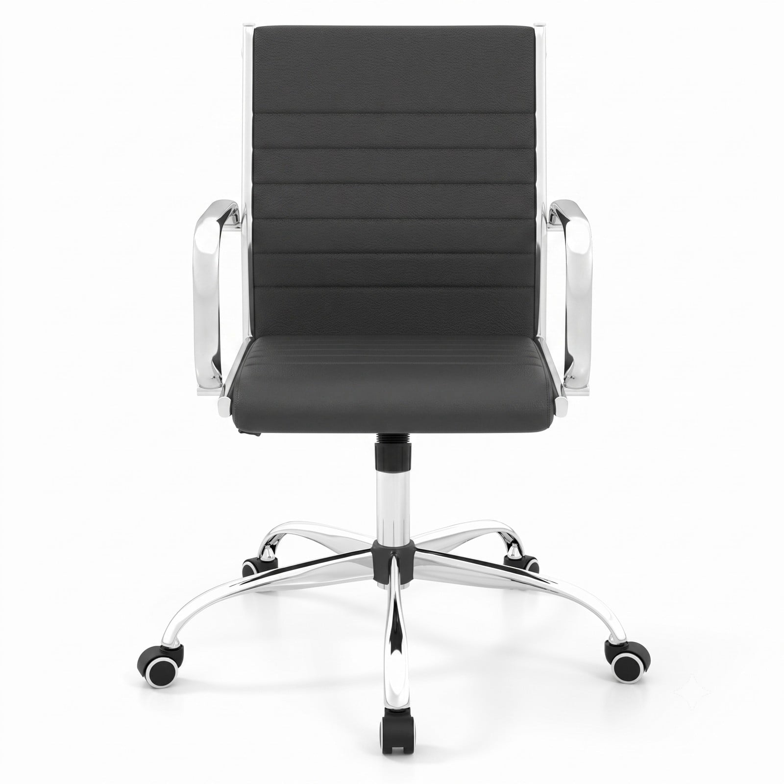 Furnibear Ergonomic Office Chair, Height Adjustable Conference Room Desk Chair with Rocking S-Shaped Backrest, 360 Degree Swivel Executive Task Chair with, Black