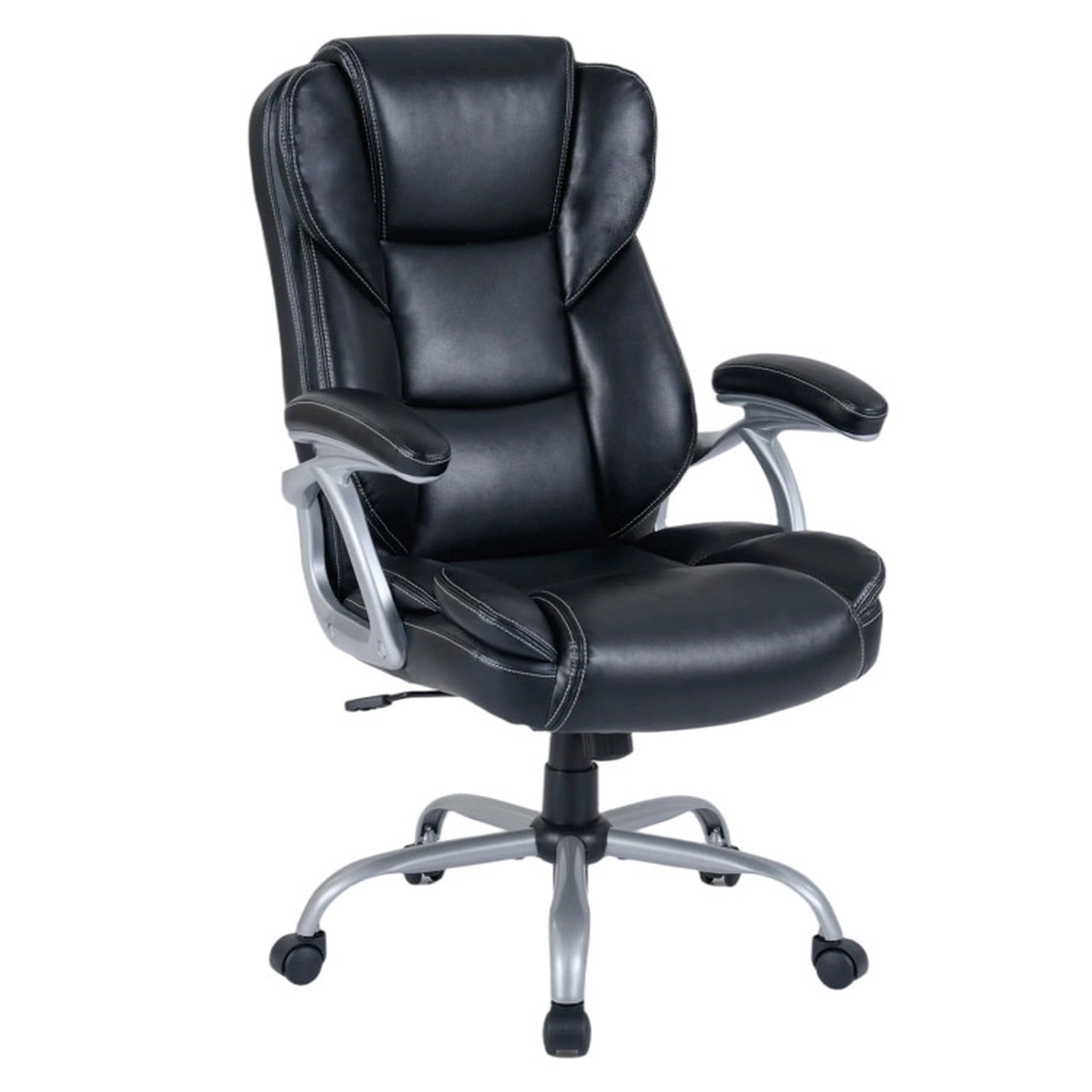 Furnibear Executive Office Chair High Back Leather Ergonomic with Padded Armrests Lumbar Support Swivel Task Chair for Home Office, Black