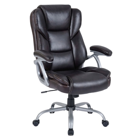 Furnibear Executive Office Chair High Back Leather Ergonomic with Padded Armrests Lumbar Support Swivel Task Chair for Home Office, Brown