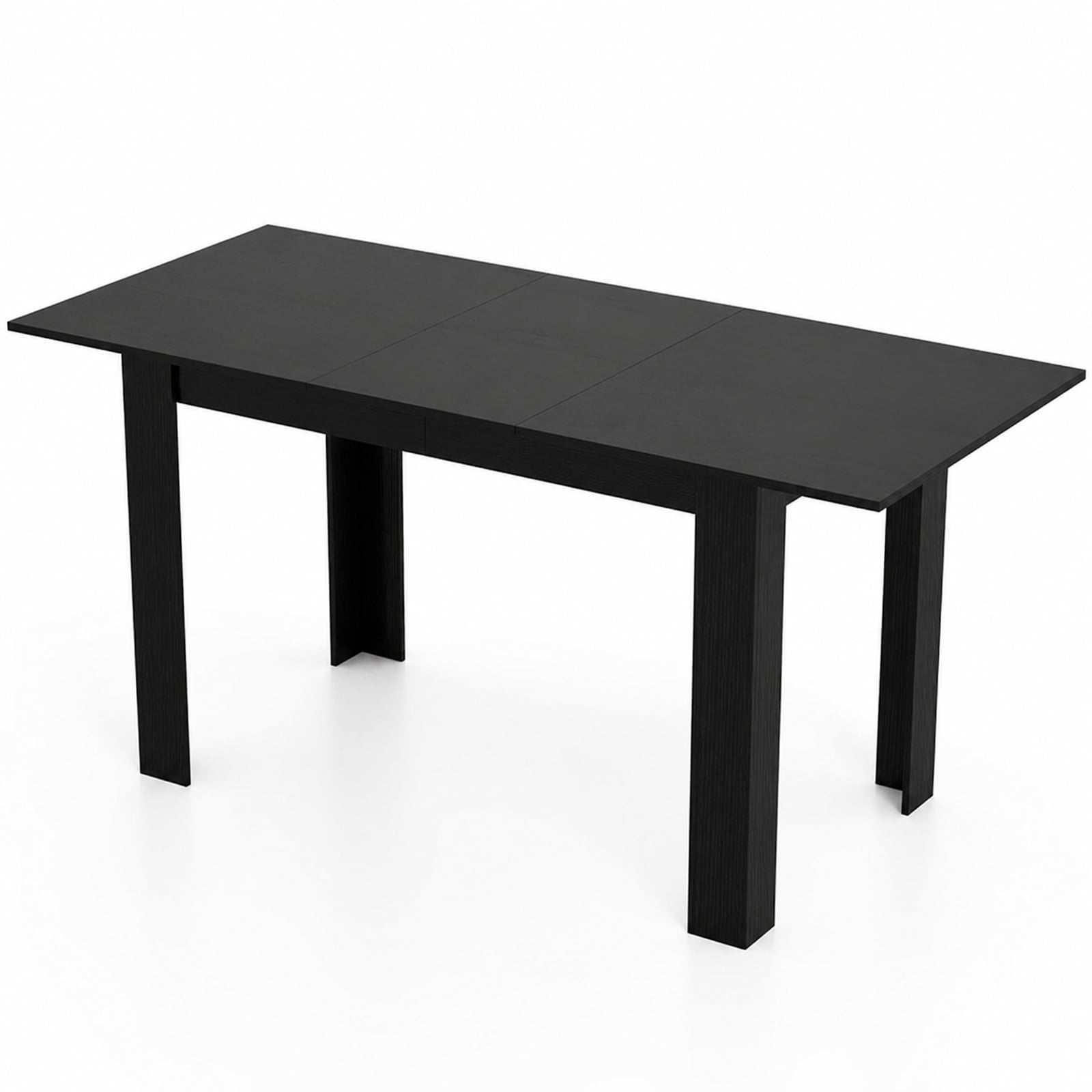 Furnibear Extendable Dining Table for 4 to 8 People with Sliding Rails and Thick L Shaped Legs for Kitchen and Dining Room, Black