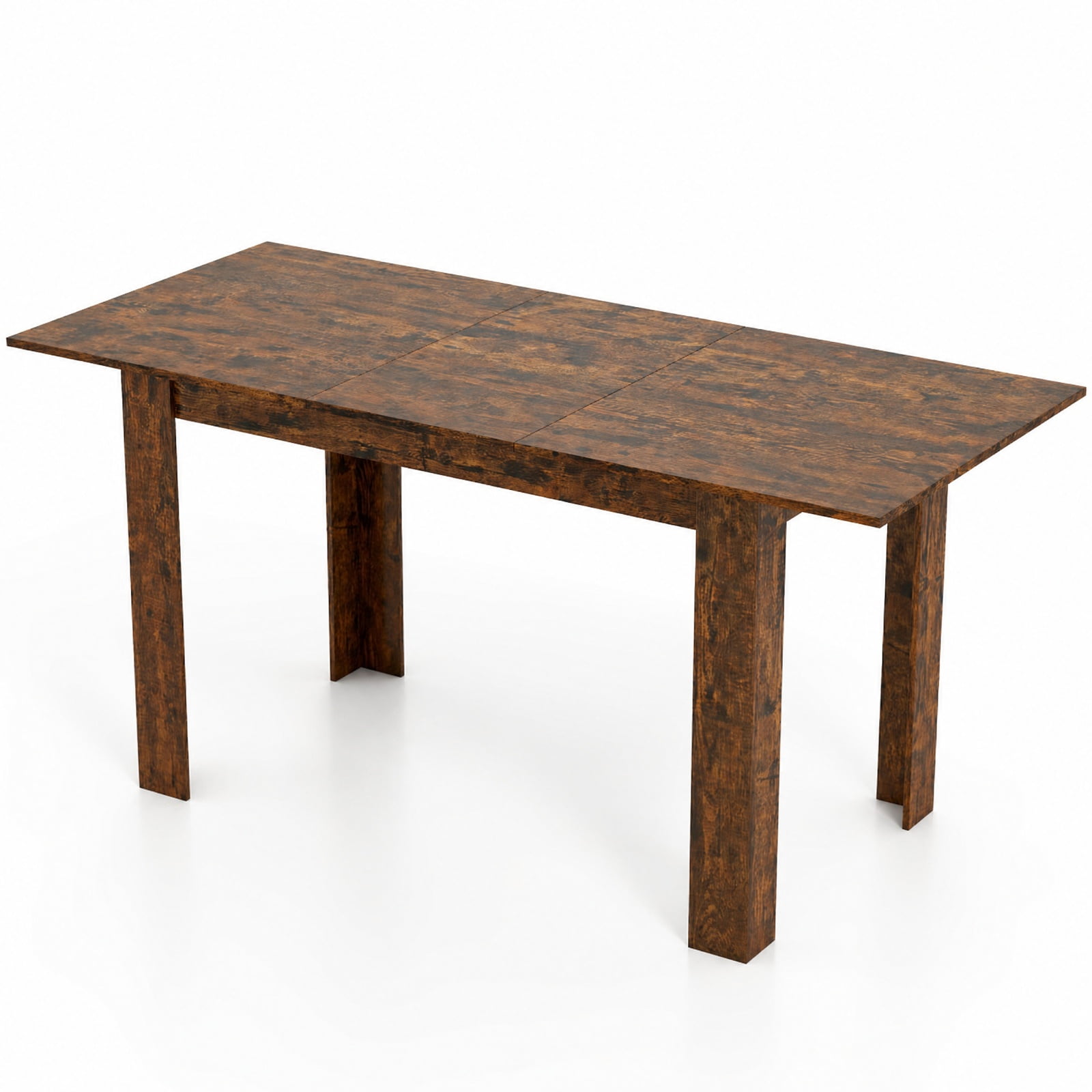 Furnibear Extendable Dining Table for 4 to 8 People with Sliding Rails and Thick L Shaped Legs for Kitchen and Dining Room, Rustic Brown