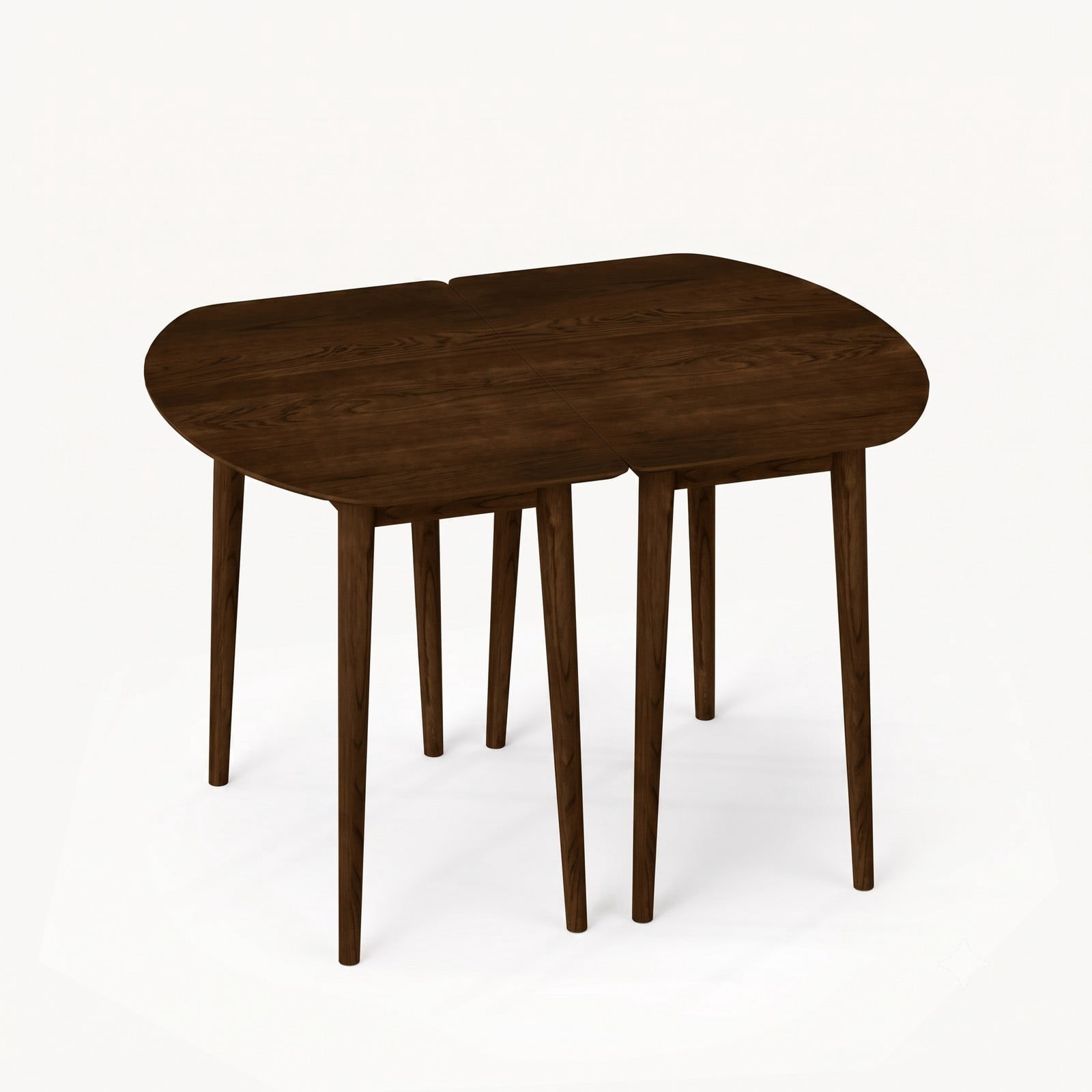 Furnibear Extendable Oval Dining Table Set with 2 Half-Round Tables, Seats 4-6, MDF and Rubber Wood Kitchen Dining Room Farmhouse Table for Small Spaces, Walnut