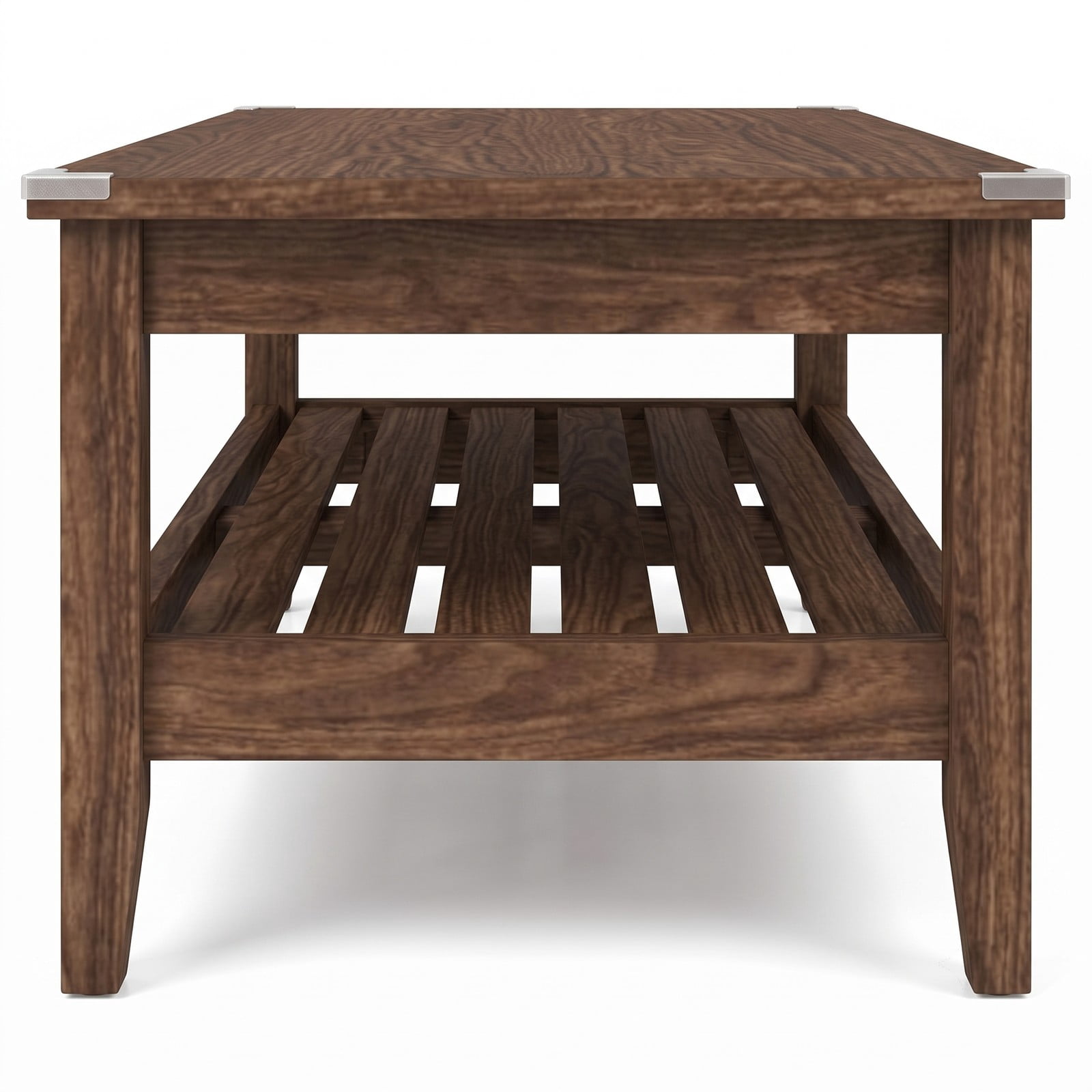 Furnibear Farmhouse Coffee Table, 2-Tier Rustic Cocktail Center Table with Thickened Tabletop and Open Storage Shelf for Living Room, Engineered Wood Rectangle, Walnut