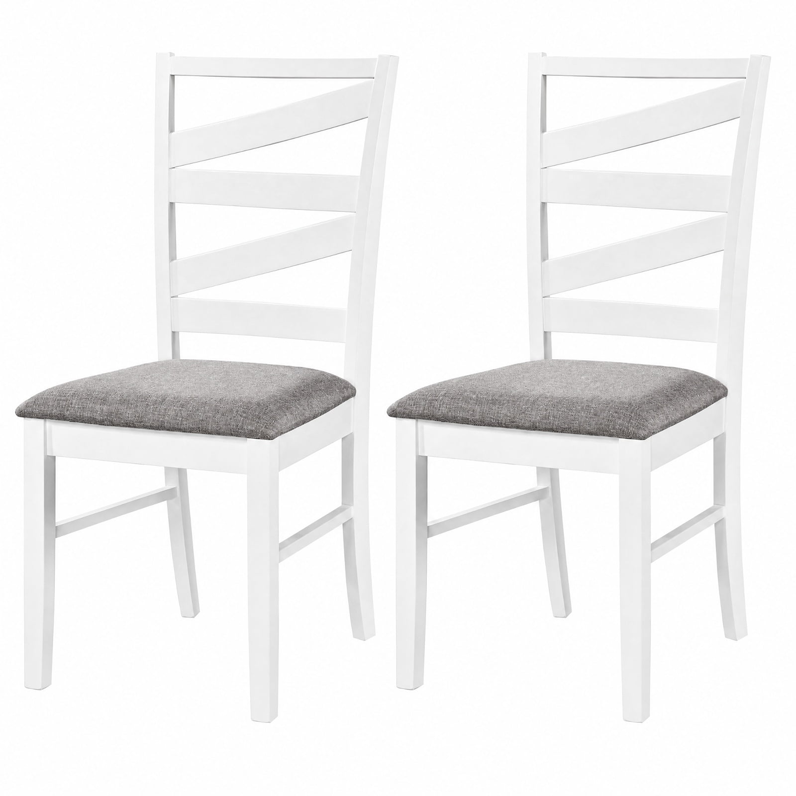 Furnibear Farmhouse Dining Chairs Set of 2 Upholstered with Tall Backrests and Rubber Wood Frames for Kitchen Dining Room, White