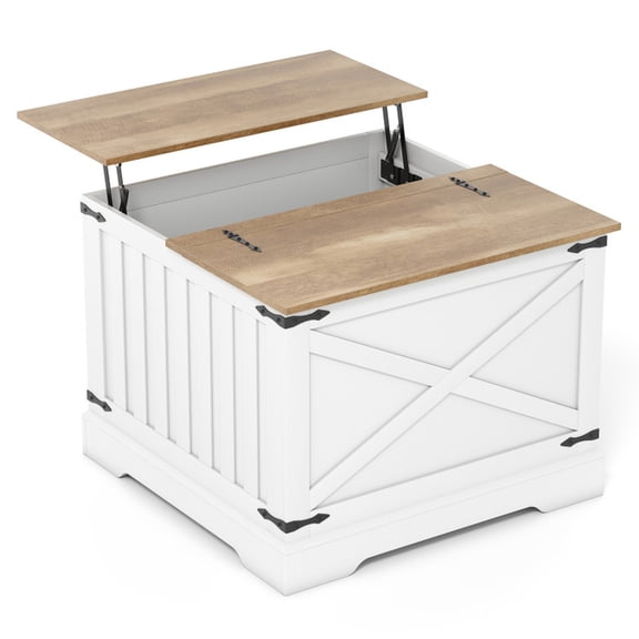 Furnibear Farmhouse Lift Top Coffee Table with Hidden Storage Compartment - Brown - Living Room Center Table