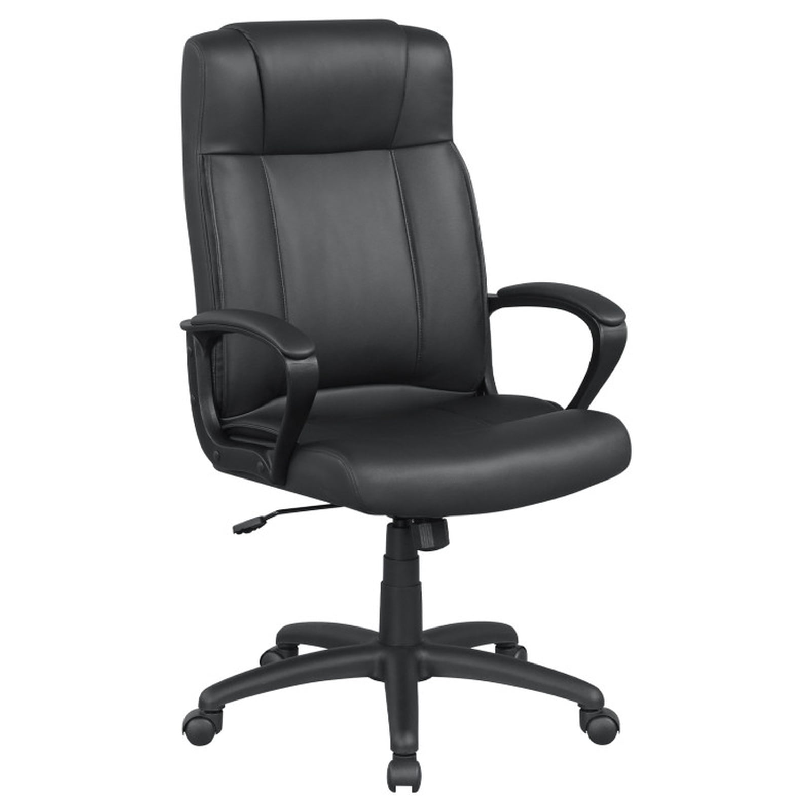 Furnibear Faux Leather Office Chair Computer Desk Chair with Rocking Function Padded Armrests Height Adjustable Swivel Seat and Casters, Black