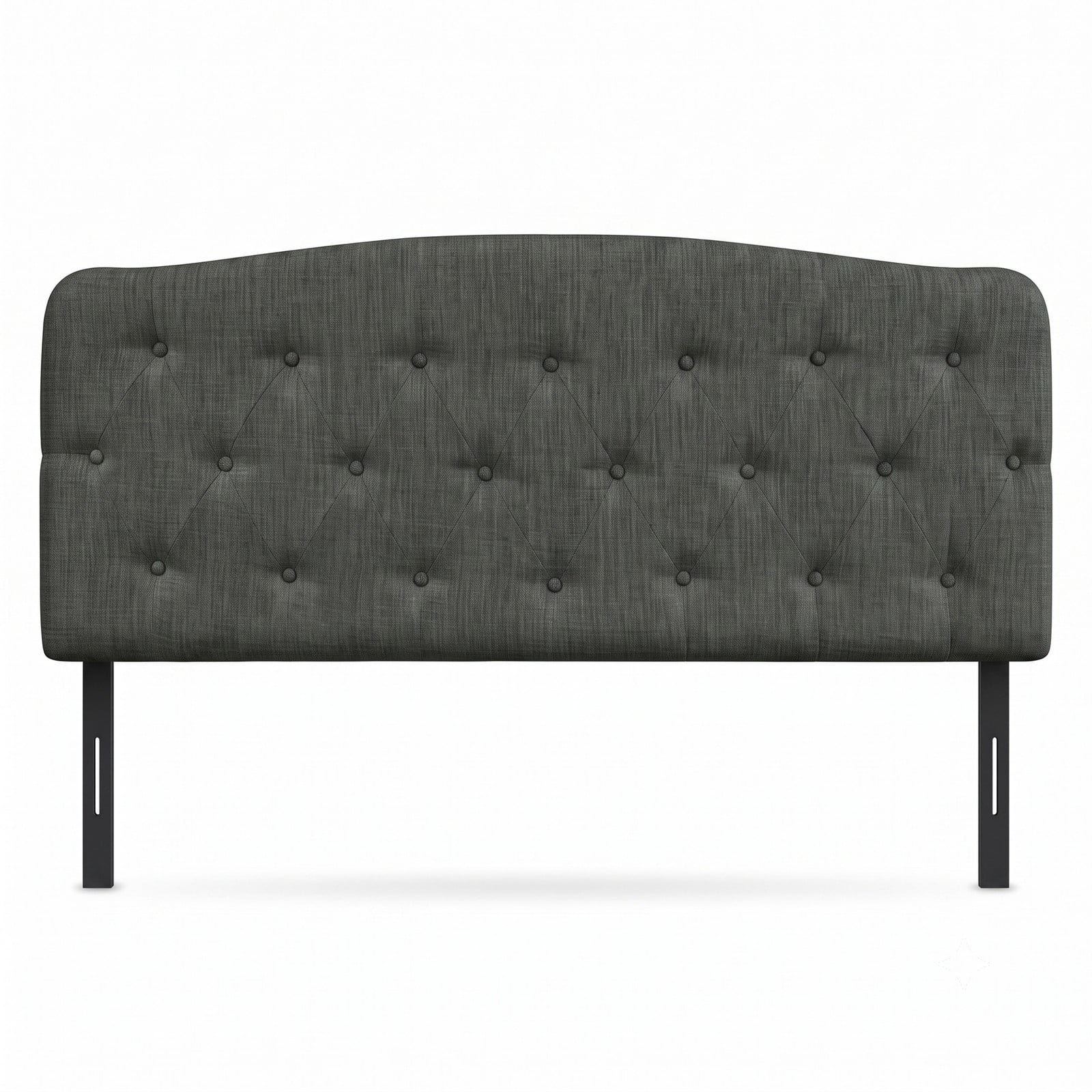 Furnibear Faux Linen Upholstered Full Size Headboard with Diamond Button Tufting and 2 Adjustable Heights for Bedroom and Guest Room, Dark Gray