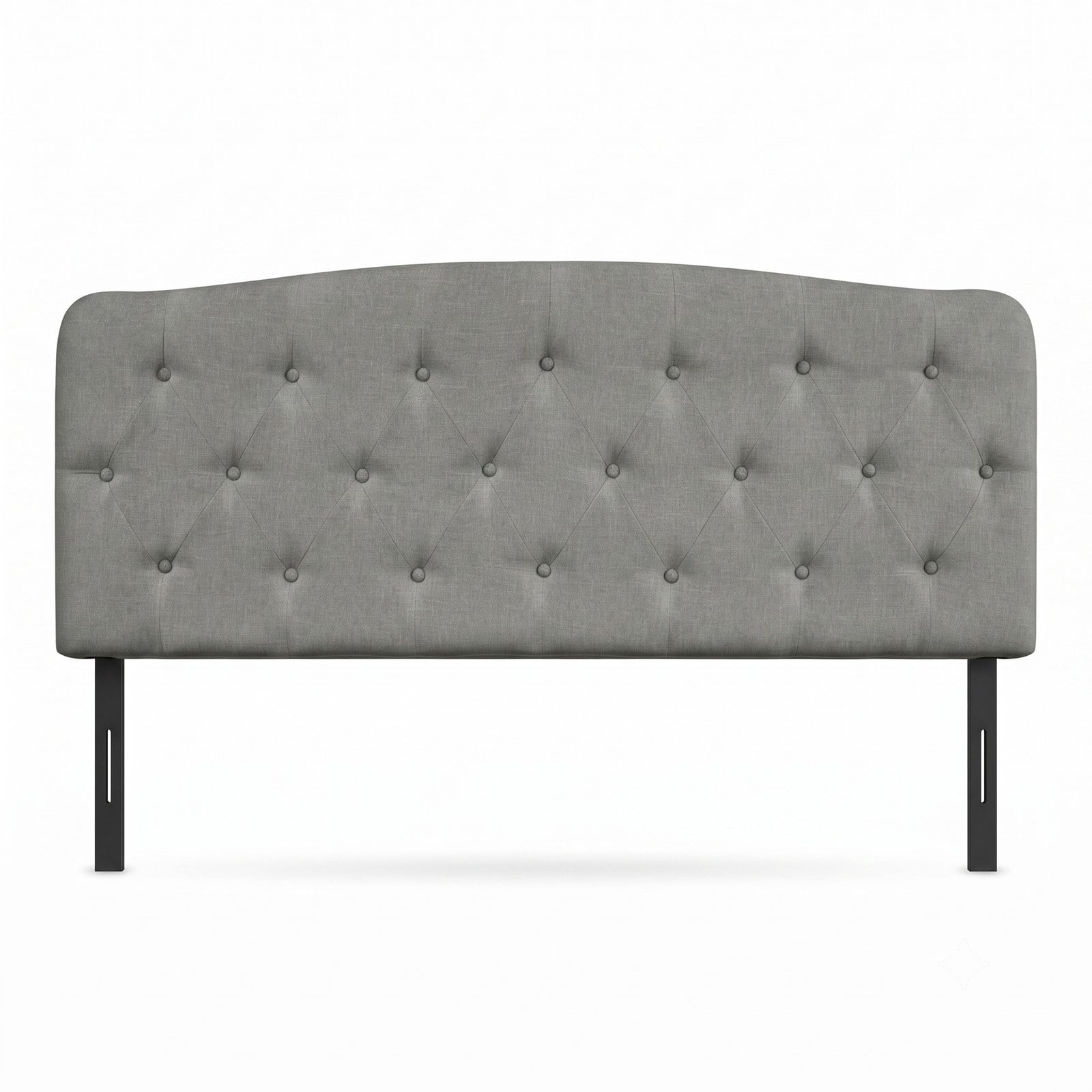 Furnibear Faux Linen Upholstered Full Size Headboard with Diamond Button Tufting and 2 Adjustable Heights for Bedroom and Guest Room, Light Gray