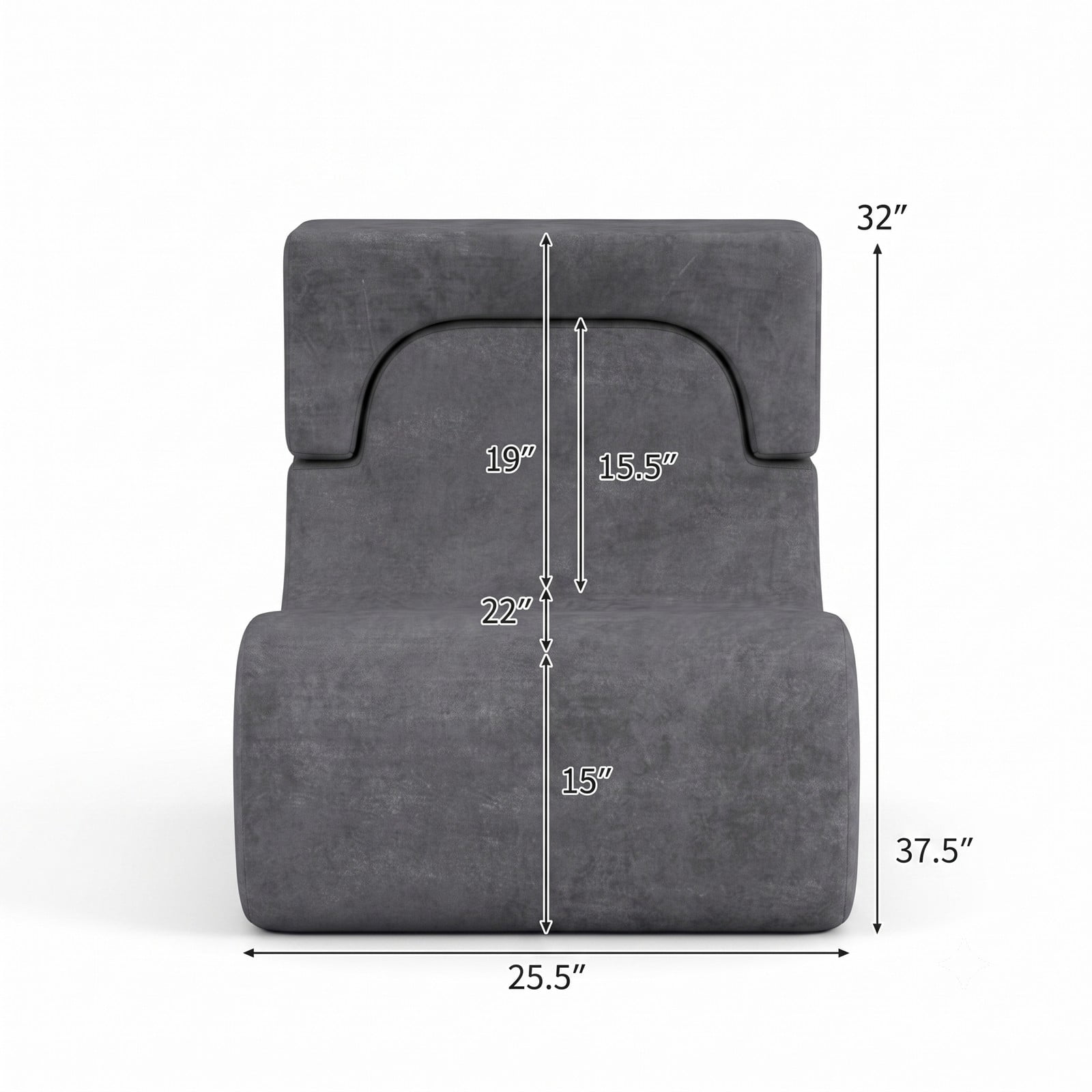 Furnibear Floor Chair Lazy Sofa with Detachable Headrest, Adjustable Padded Floor Gaming Sofa Chair, Foldable Ice Velvet Meditation Reading Seat for Living Room, Gray