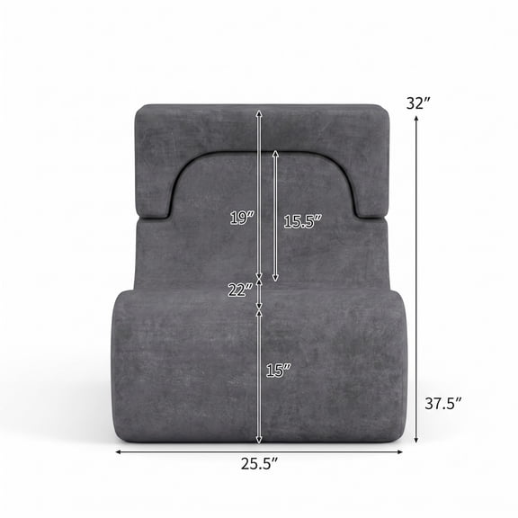 Furnibear Floor Chair Lazy Sofa with Detachable Headrest, Adjustable Padded Floor Gaming Sofa Chair, Foldable Ice Velvet Meditation Reading Seat for Living Room, Gray