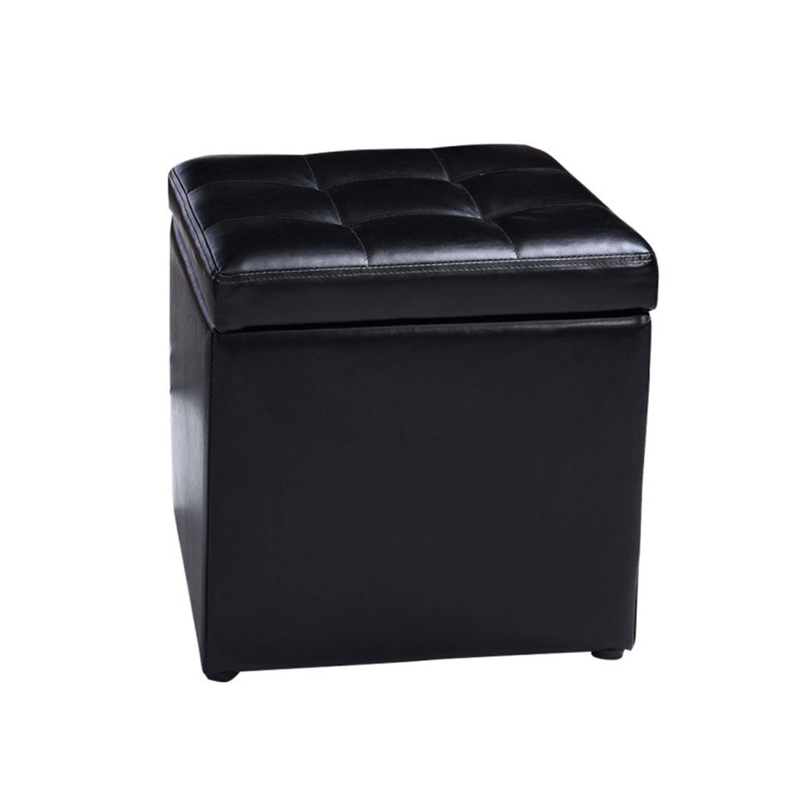 Furnibear Foldable Cube Ottoman Pouffe Storage Seat for Living Room Bedroom Entryway Storage Footrest Seat, Black