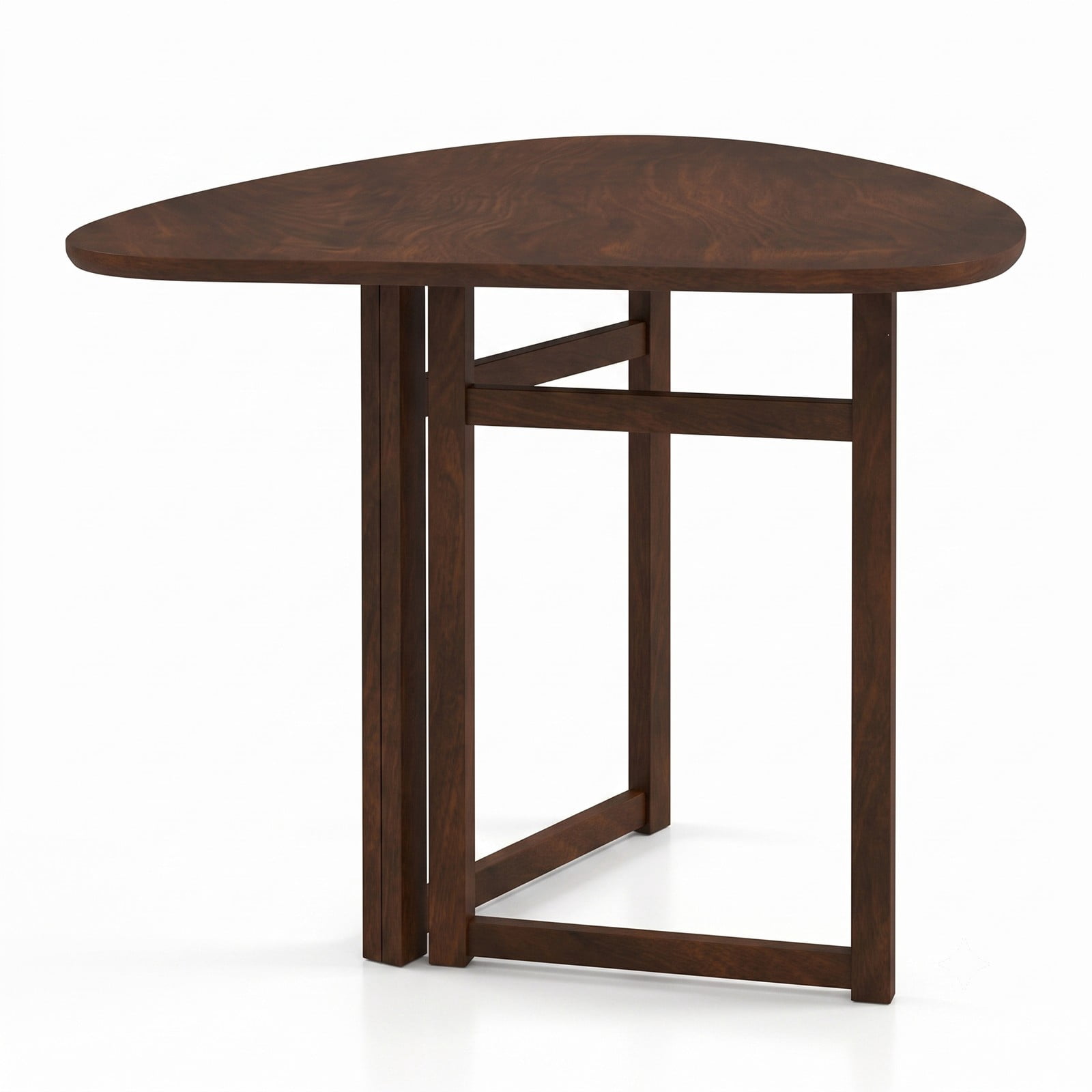 Furnibear Foldable Dining Table for 2, 31.5 Inch Triangular Small Kitchen Table, Space Saving Rubber Wood Folding Dinner Table for Apartment Breakfast Nook, Walnut