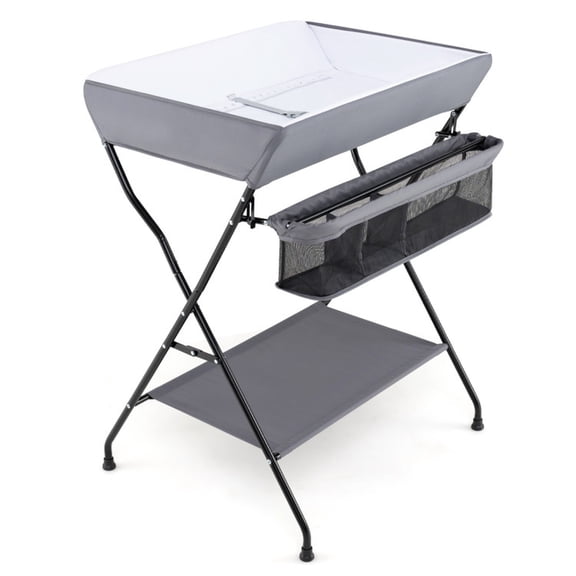 Furnibear Folding Dresser-Style Nursery Changing Table, Gray