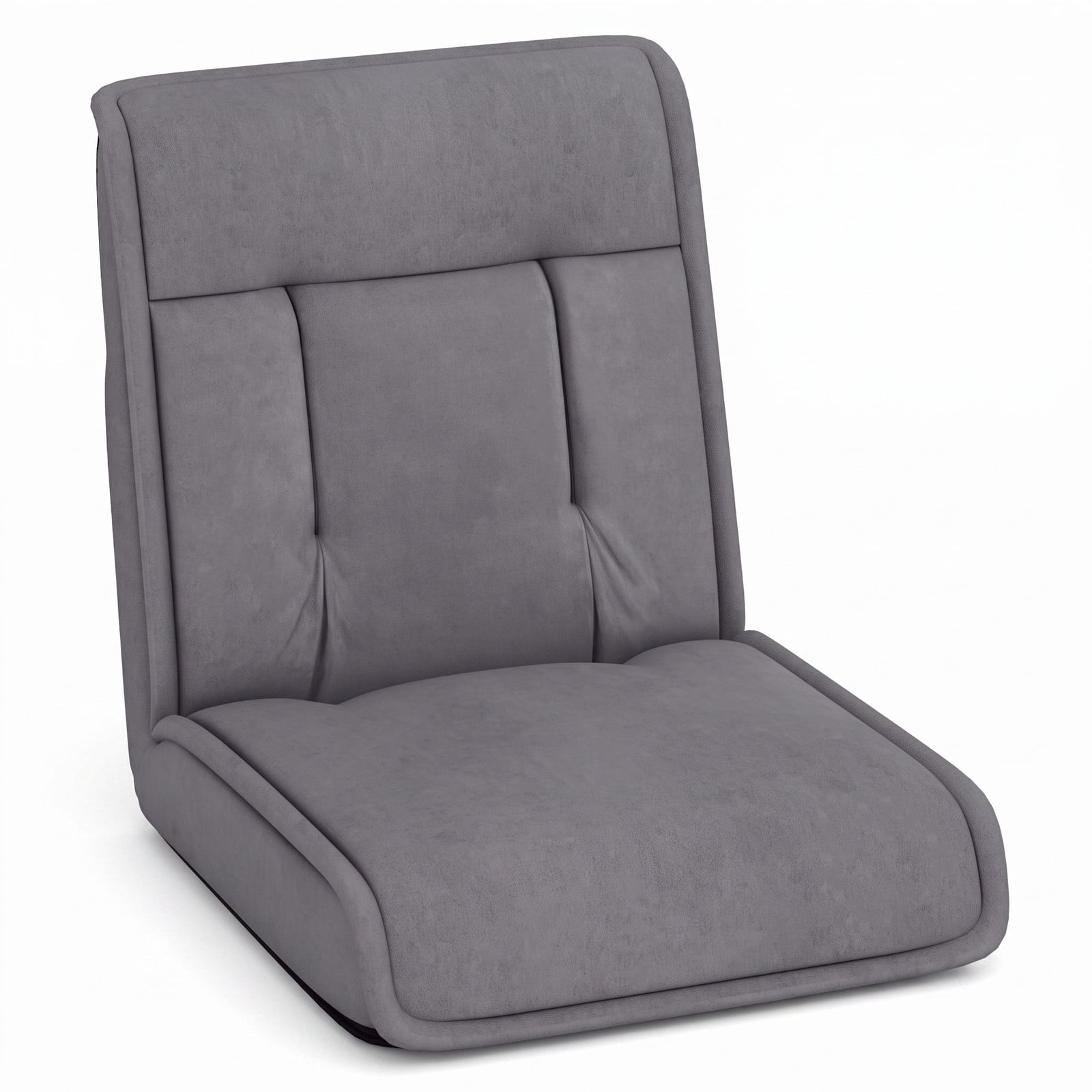 Furnibear Folding Floor Chair, Convertible Lazy Sofa Chaise Lounge with 14-Position Adjustable Backrest & 5-Level Headrest, Padded Metal Frame Sleeper Recliner, Gray