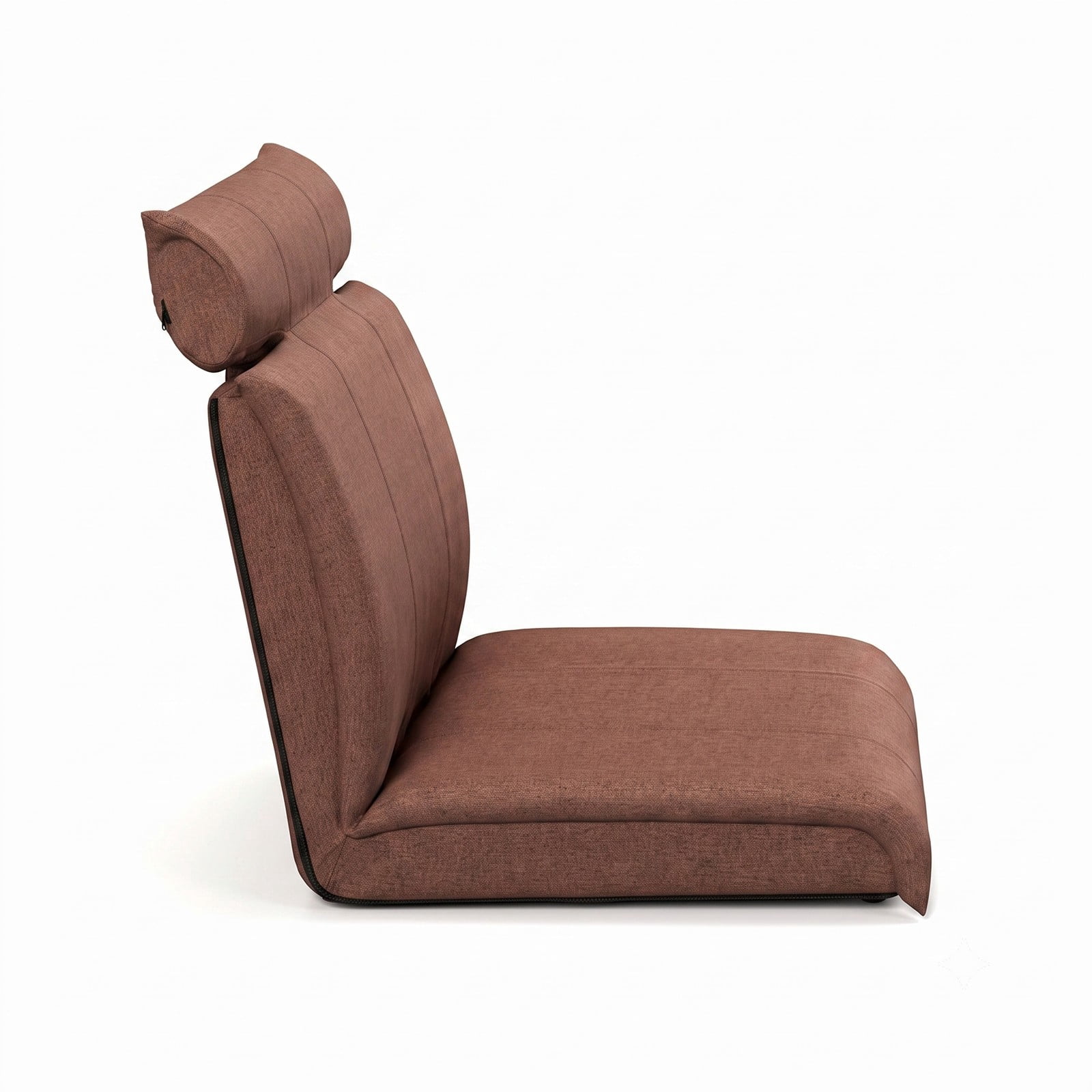 Furnibear Folding Floor Chair Lazy Sofa Lounger with 14-Position Adjustable Backrest and 5-Position Headrest, Linen Padded Recliner for Gaming Reading, Brown