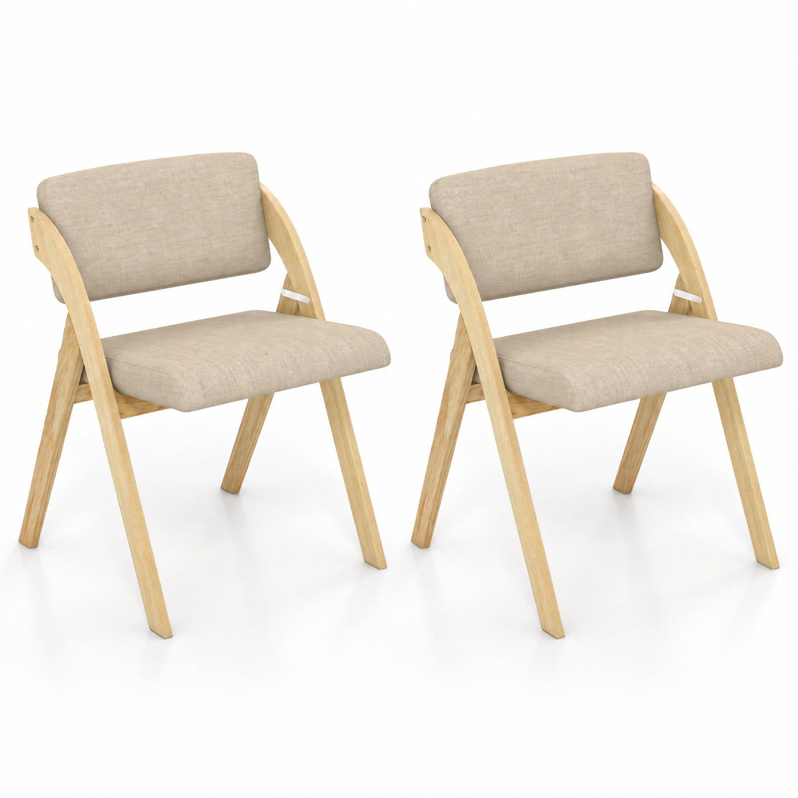 Furnibear Folding Kitchen Dining Chairs Set of 2 with Padded Seat and Rubber Wood Legs for Home