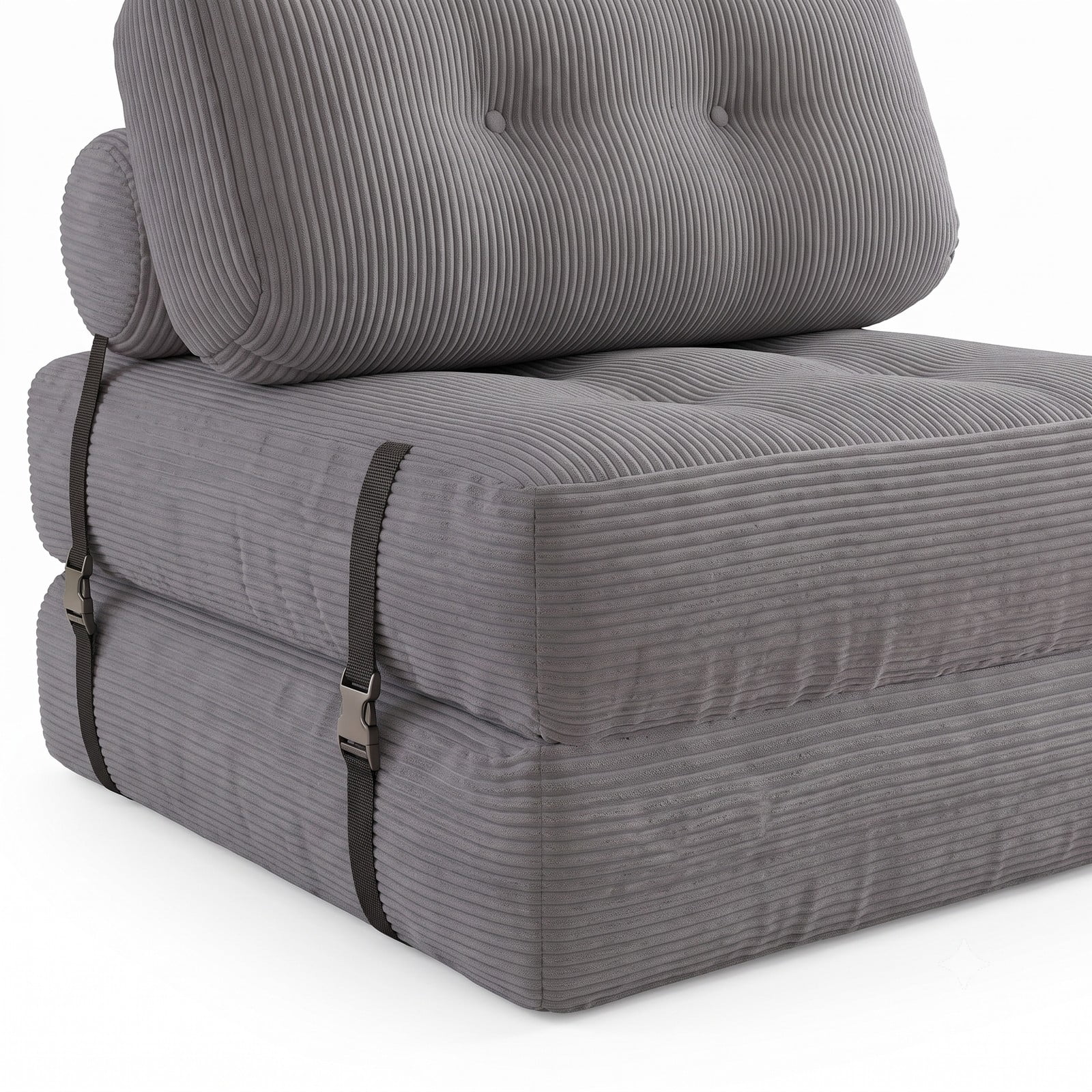 Furnibear Folding Sofa Bed with Pillow and Back Support, 3-in-1 Convertible Corduroy Floor Couch Sleeper Lounger for Living Room Bedroom Guest Room, 355 lbs, Gray