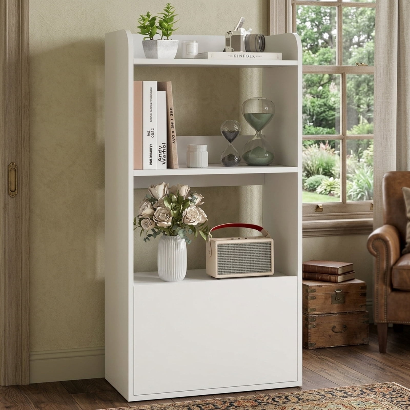 Furnibear Freestanding Bookshelf with 3-Tier Open Shelf for Living Room Home Office Bedroom Display Storage Shelf, White