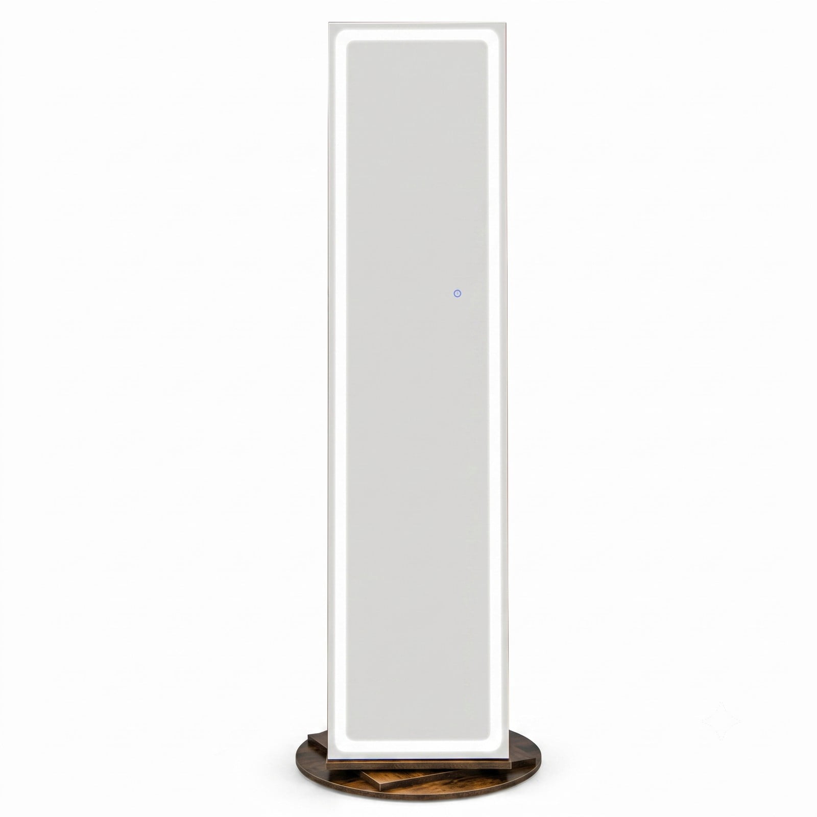 Furnibear Freestanding Rotating Jewelry Cabinet with Adjustable LED Full-Length Mirror and Makeup Mirror for Bedroom, Coffee