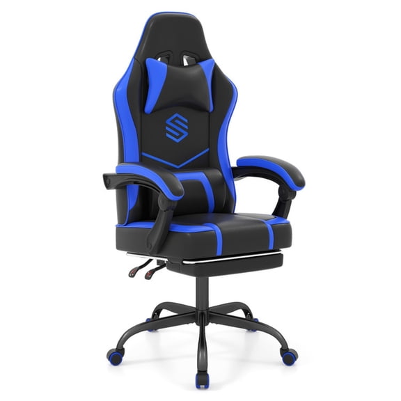 Furnibear Gaming Chair Height Adjustable Computer Chair with Headrest Ergonomic Office Task Chair, 330 lbs Capacity, Navy Blue