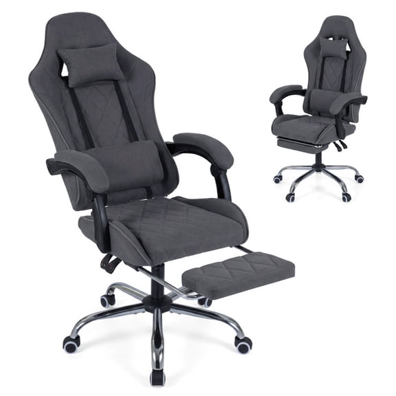 Furnibear Gaming Chair Height Adjustable Computer Chair with Headrest and Lumbar Support, 330 lbs Capacity, Gray