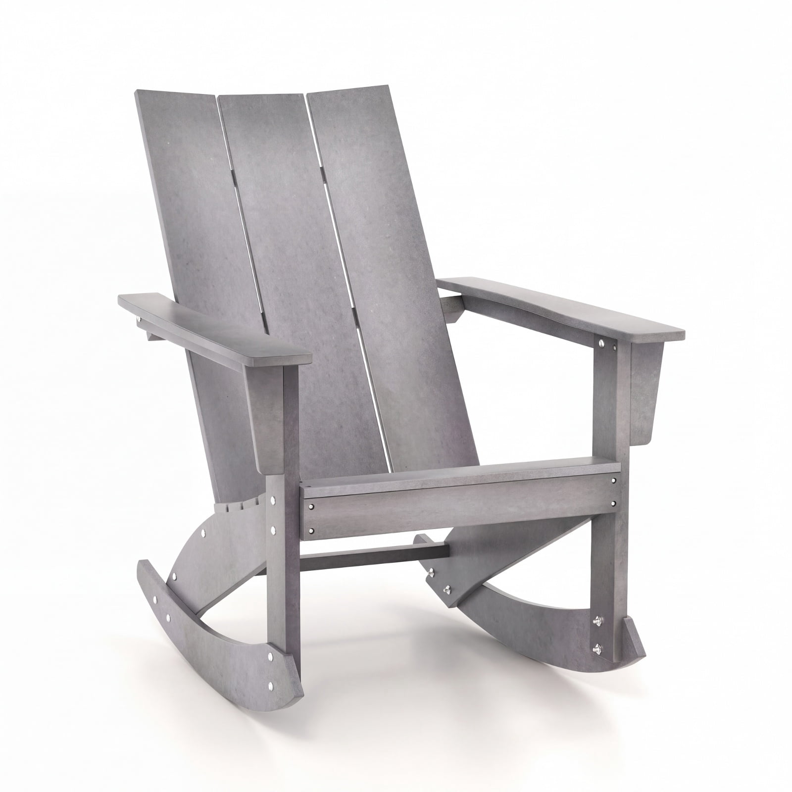 Furnibear HDPE Adirondack Rocking Chair with Curved Back Rounded Armrests and Weather Resistant Build for Porch Balcony Patio and Garden, Gray