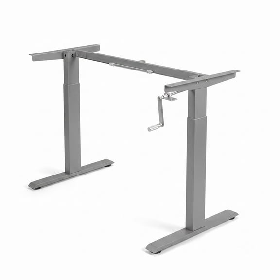 Furnibear Hand Crank Sit to Stand Desk Frame, Height Adjustable Standing Desk Base, Manual Crank Ergonomic Steel Workstation Frame for Home Office, 110 lbs, Gray