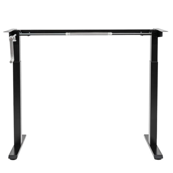 Furnibear Hand Crank Sit to Stand Desk Frame Adjustable Height Manual Standing Base for 48 Inch Tabletop 110 lbs Capacity Black