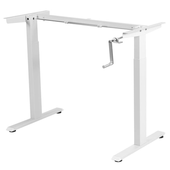 Furnibear Standing Desk Frame Hand Crank Sit to Stand Height Adjustable Desk Base with Reinforced Steel Structure for Home Office, White